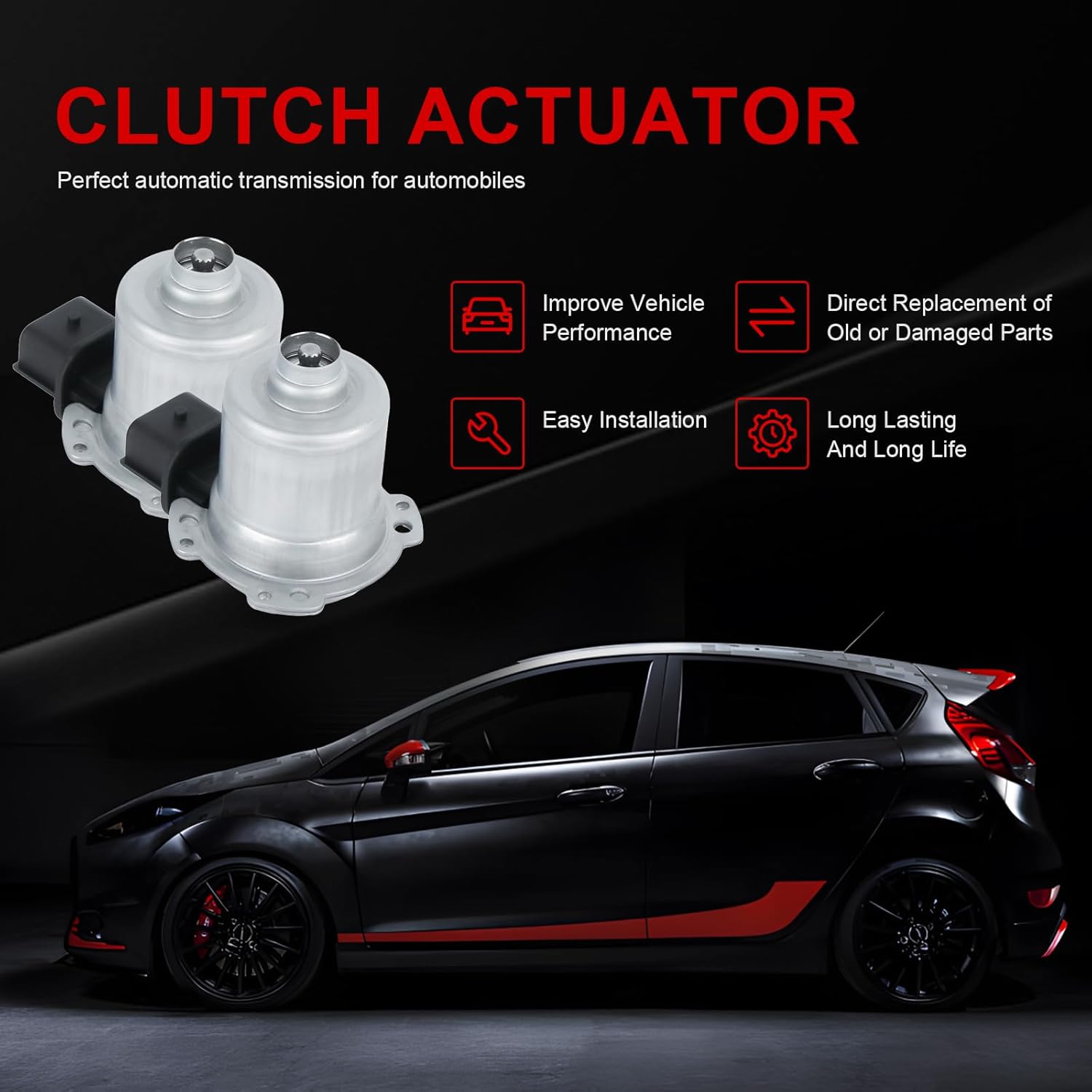 2PCS AE8Z-7C604-A Automatic Transmission Clutch Actuator A/B Compatible with 2012-2017 F-ord Focus SE SEL and 2011-2017 F-ord Fiesta, Trans Clutch Actuator Replace AE8Z7C604A, AE8Z7C604