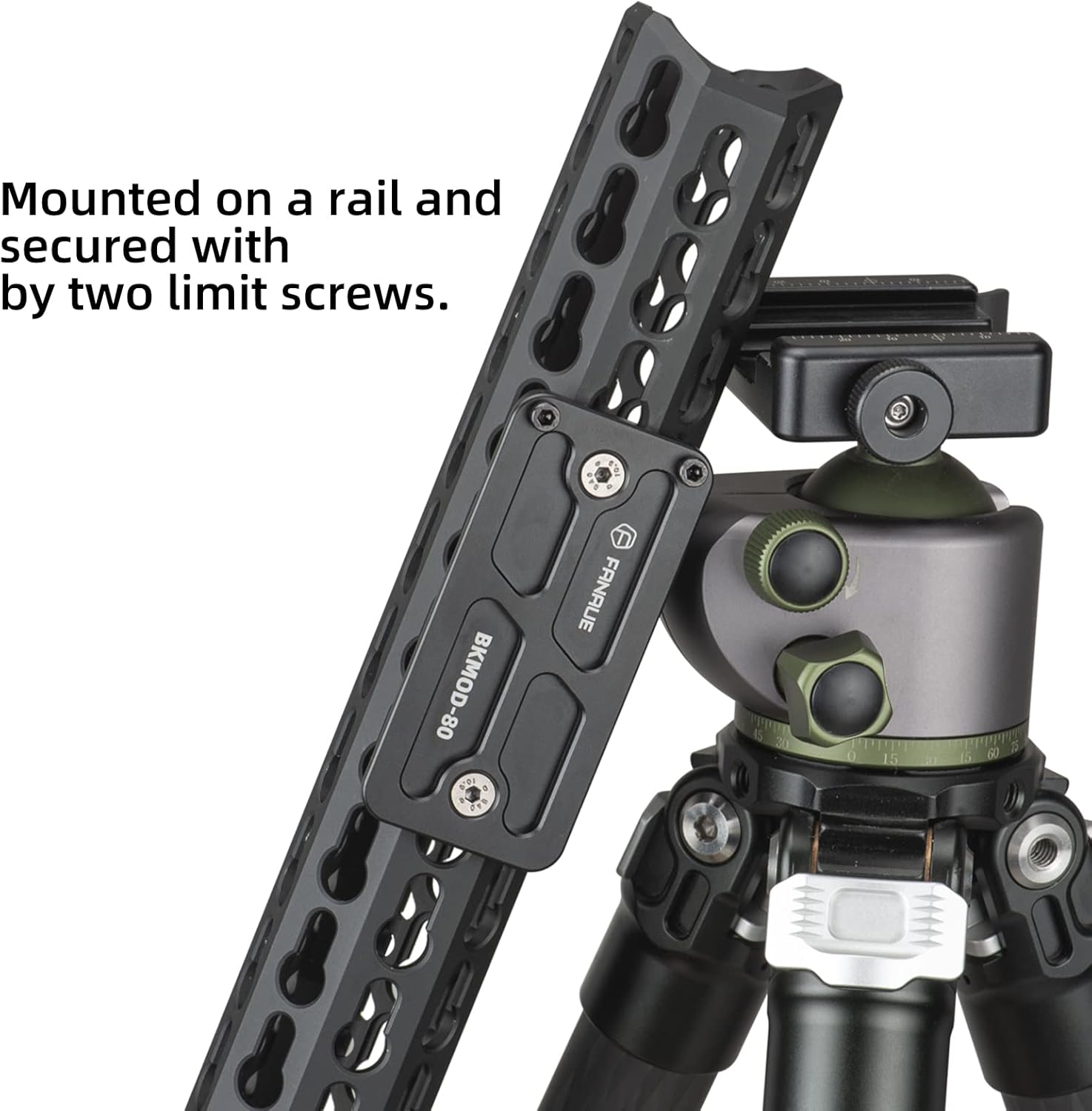 FANAUE Keymod Rail Tripod Plate Adapter Mount with Safety Stop Screws,for Tripod Ball Head Ballhead,Compatible Arca Swiss RRS Dovetail - Image 5