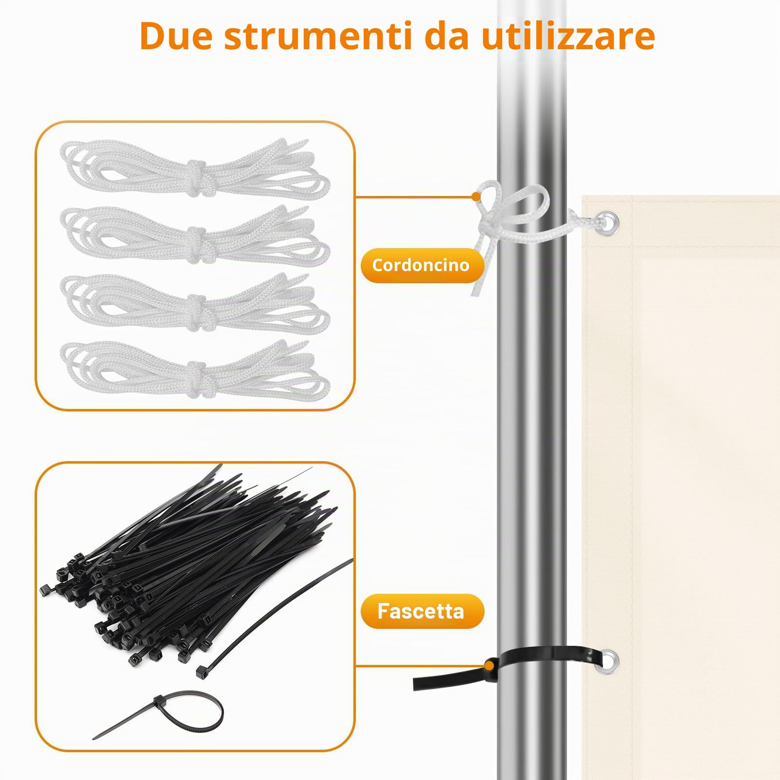Tenda parasole per balcone, 3 x 4 m, rettangolare, da giardino, impermeabile, 95%, protezione UV, resistente alle intemperie, per balcone, terrazza, giardino, bianco crema
