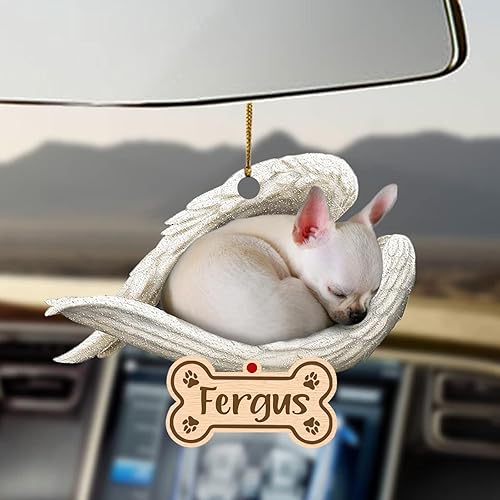 Chihuahua Sleeping Angel - Adorno conmemorativo de acrílico 2D personalizado para perro, regalo para la pérdida de mascotas, regalo de simpatía del