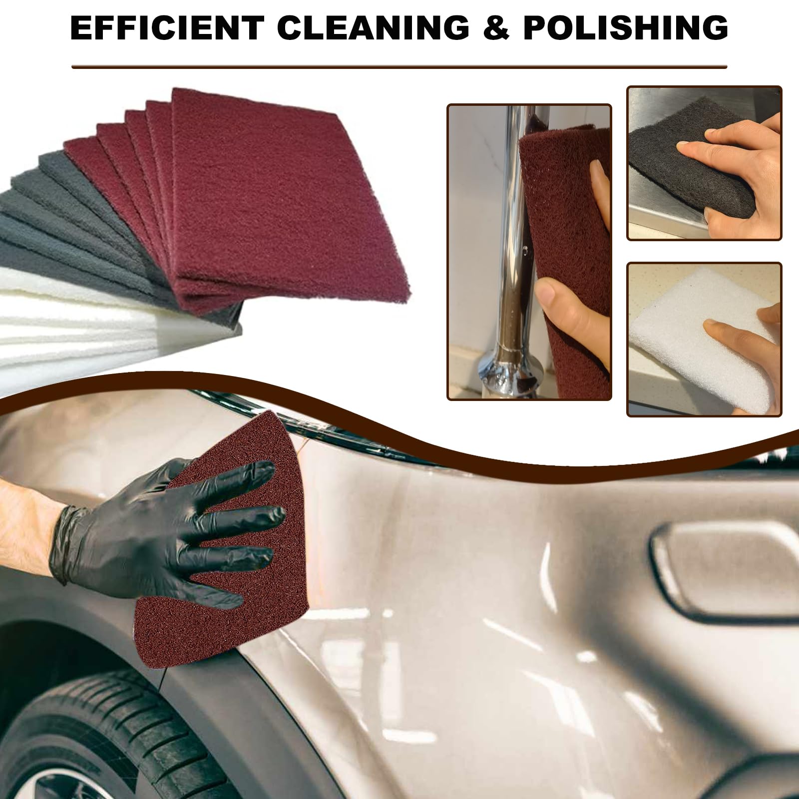 Almohadillas para raspar de uso general, color granate, de 6 x 9 pulgadas, para raspar, estropajar, lijar, imprimación de pintura, adhesión a arañazos, preparación de superficies, automóvil,