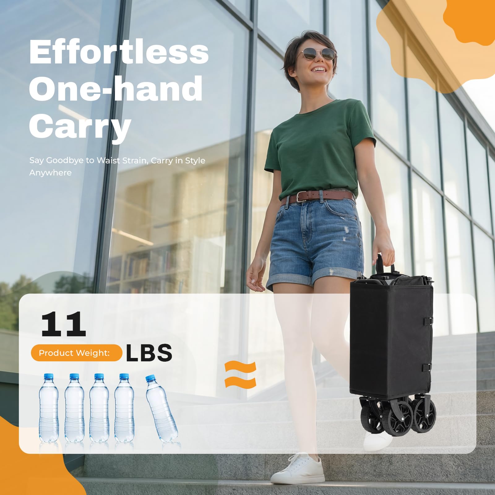 Overmont Carrello Pieghevole 3 in 1-120 L Grande Capacità, Portata fino a 100 kg - Carrello con Ruote Tutto Terreno, Leggero e Compatto - per Campeggio, Spiaggia, Giardino, Shopping e Sport