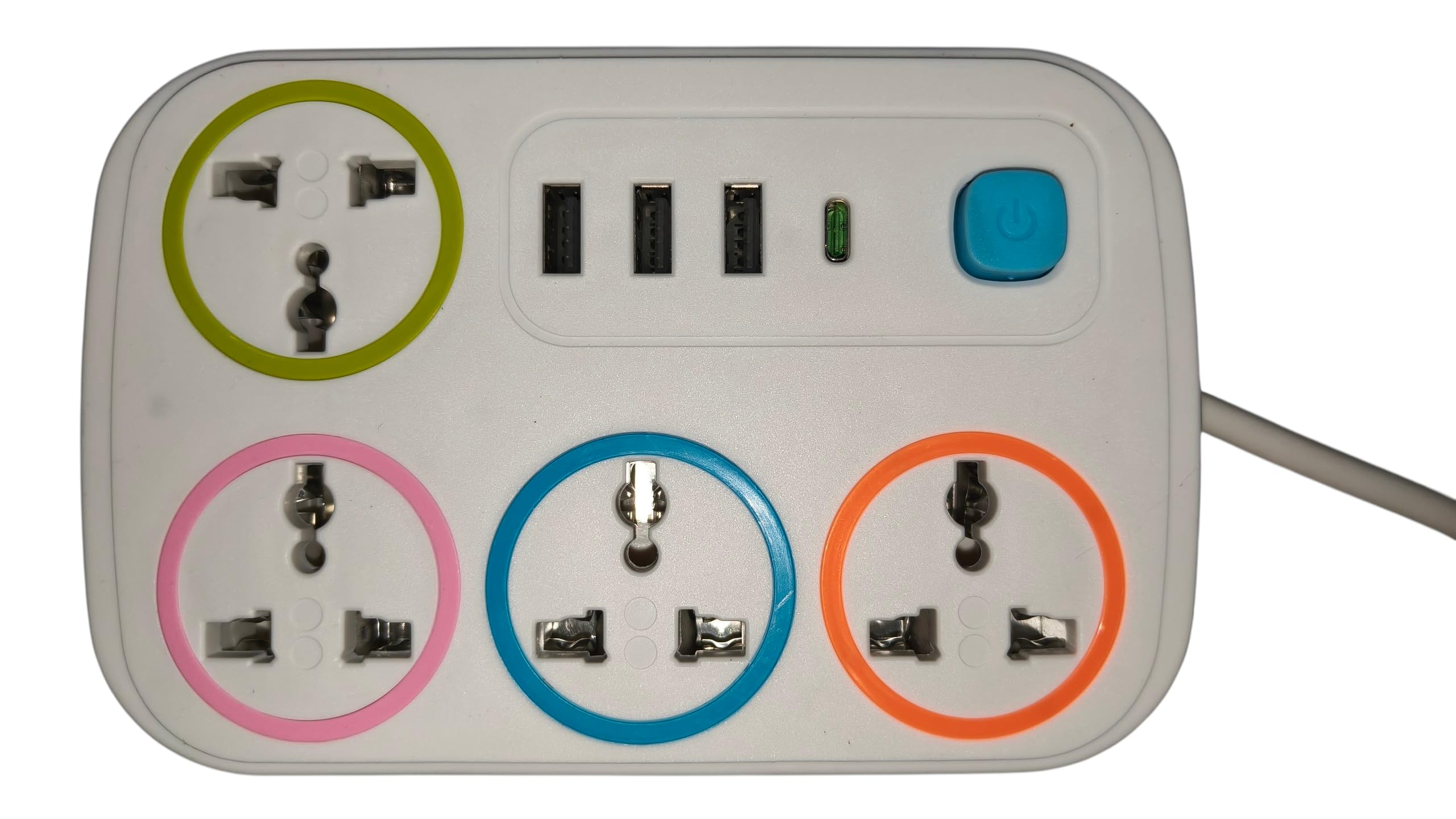 Multi-Function Desktop Power Strip with 4 Universal Sockets, 3 USB Ports, USB-C Port and Extension Cord-image-41