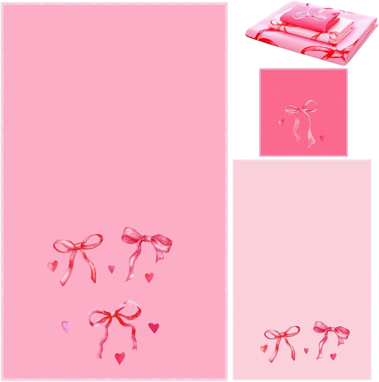 Preboun Pink Bow Towels