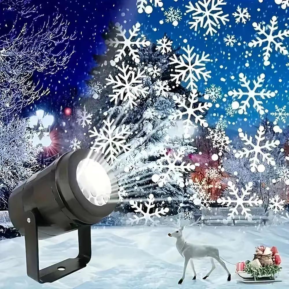 Surpzon White Xmas Projector Snowflake Outdoor Christmas Projector Lights Led Moving Snow Shower Waterproof Spotlight Landscape For Outside And Indoor Garden Lawn House Party Decor Holiday Decoration