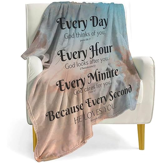 QETXVI Bible Verse Blanket with Inspirational Thoughts and Prayers- Religious Throw Blanket Soft Lightweight Cozy Plush Warm Blankets for Women Men Gift - 40