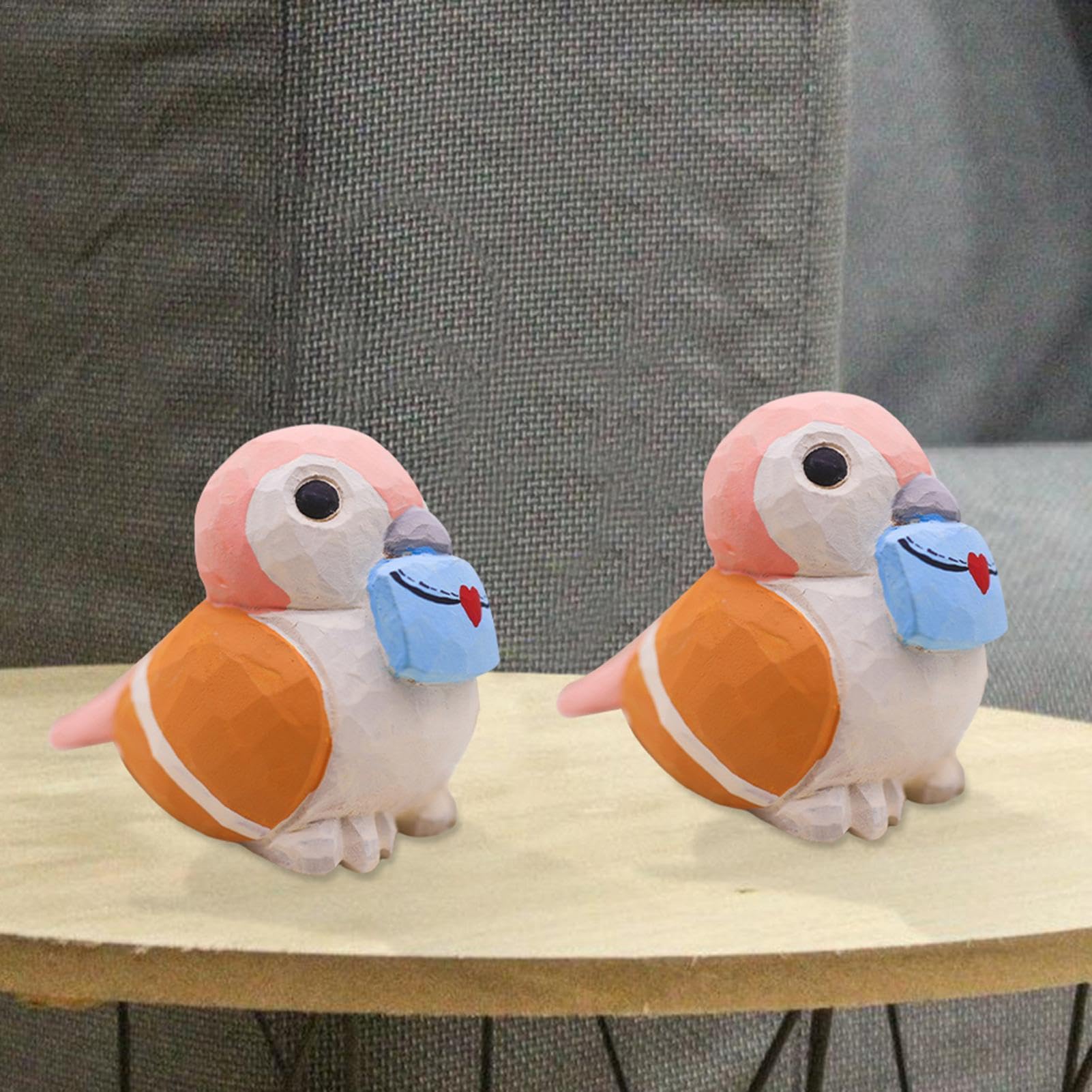 Amazon.co.jp: 彫刻された木製の鳥の装飾品工芸品、鳥の置物像の装飾