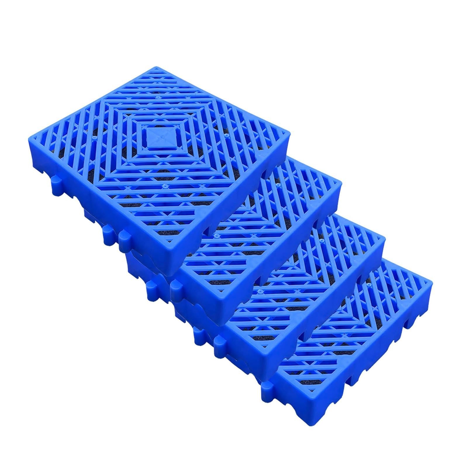 Wodoodporna plastikowa paleta do przechowywania, 4 szt., lekka podkładka na podłogę, oddychające stojaki na artykuły, niebieskie palety drenażowe do piwnicy garażowej, 40 x 40 x 5 cm