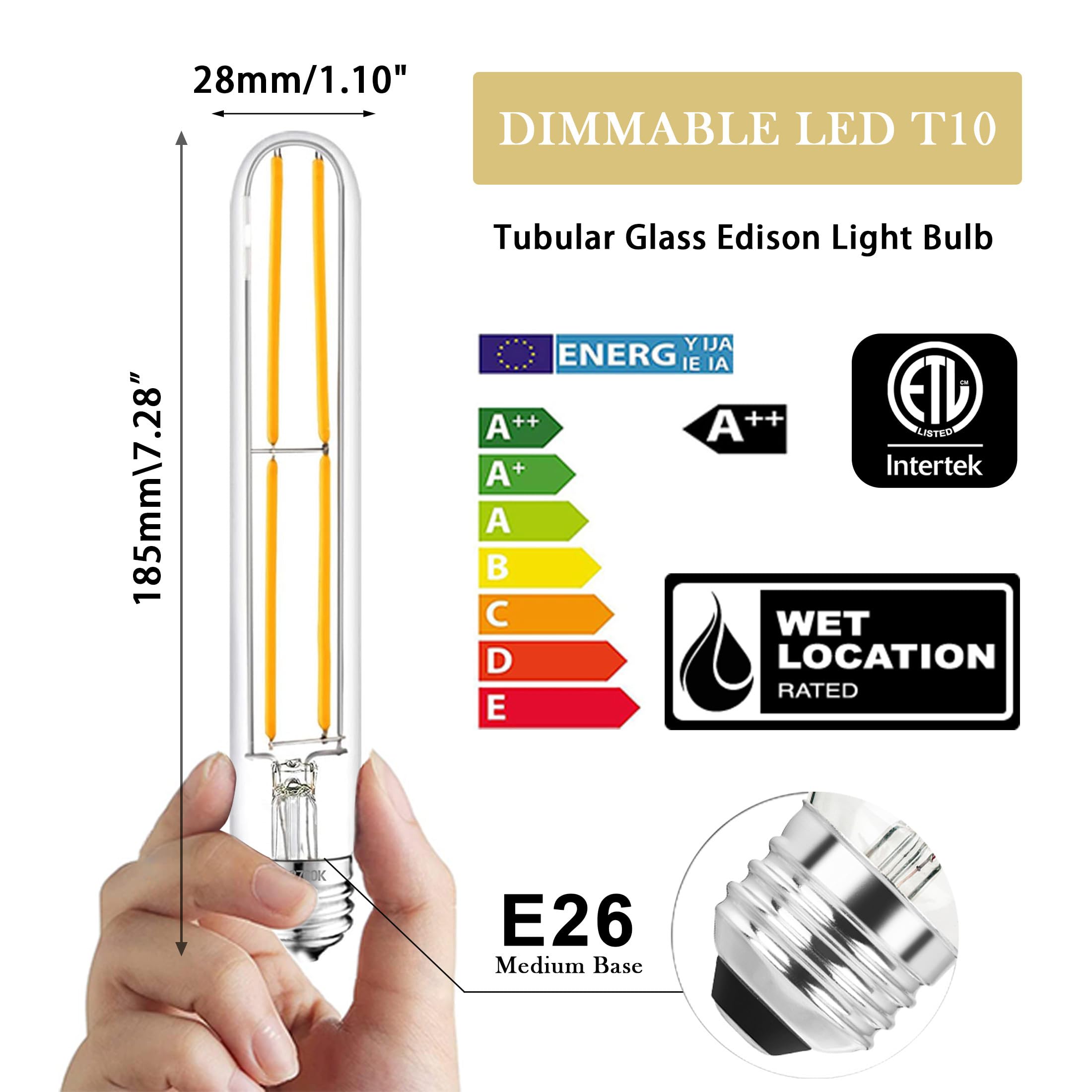 NOVELUX 7.3 Inch E26 Led Bulb 6W Dimmable, 2700k Soft White Edison
