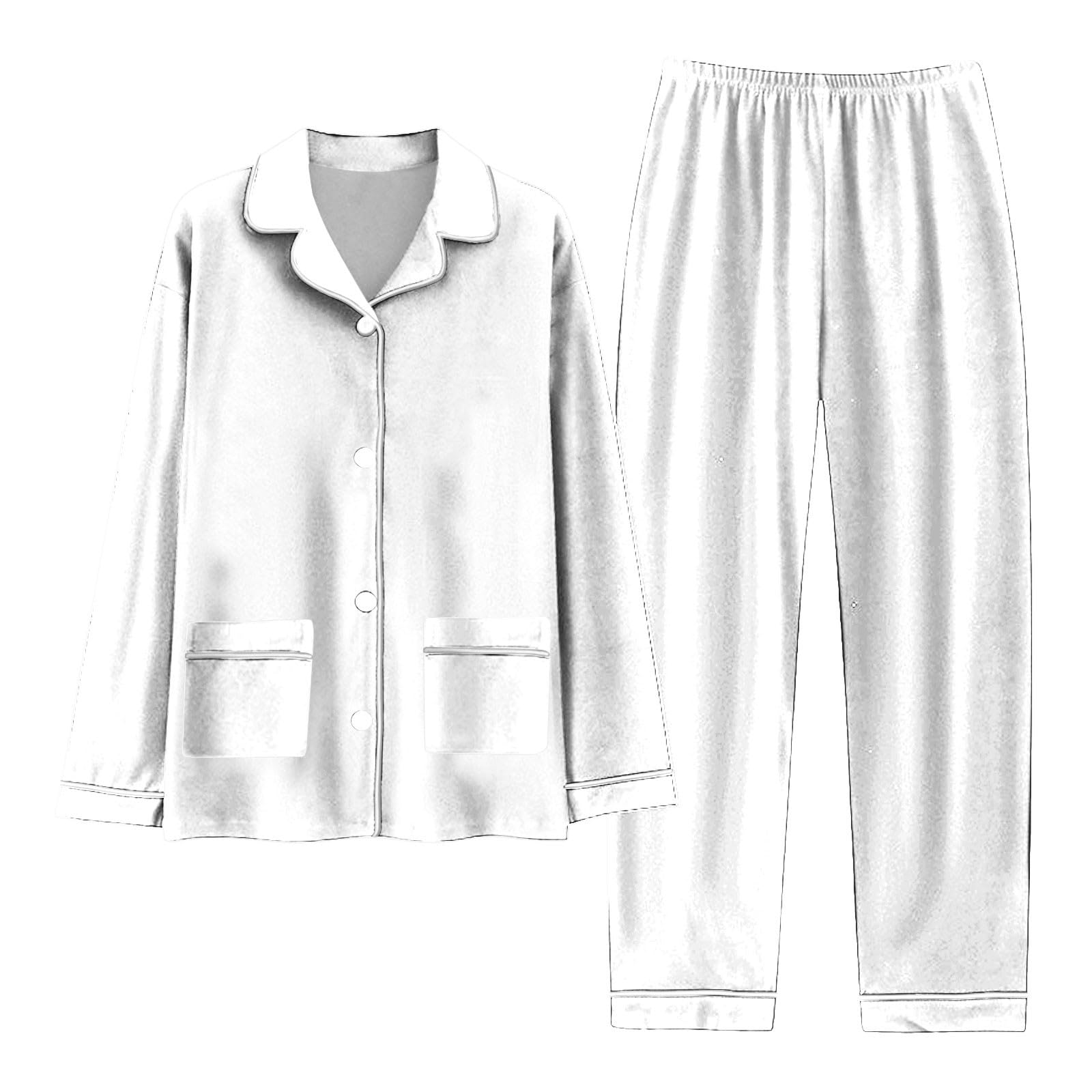 Pijama de franela para hombre, juego de pijama largo de dos piezas, ropa de dormir con bolsillos, pantalones de pijama + camiseta larga, conjunto de pijama con botones, con botones