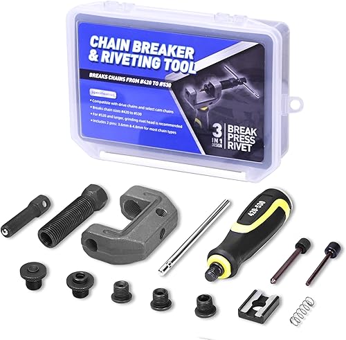 Kit de herramientas para romper cadenas de motocicleta, cortador de cadena de 14 piezas, herramienta de extracción de eslabones y prensa de remaches