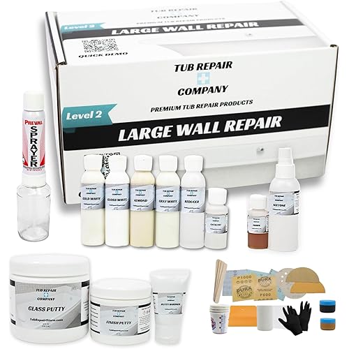 Tub Repair Kit with Color Match, Strong Fiberglass Repair kit, Repairs Non-weightbearing Surfaces in Bathtub
