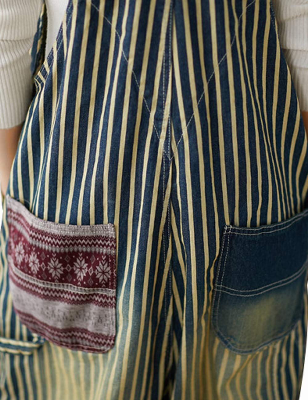 Youlee Femmes Jambe large Combinaisons en jean Rétro Décontractée Salopette