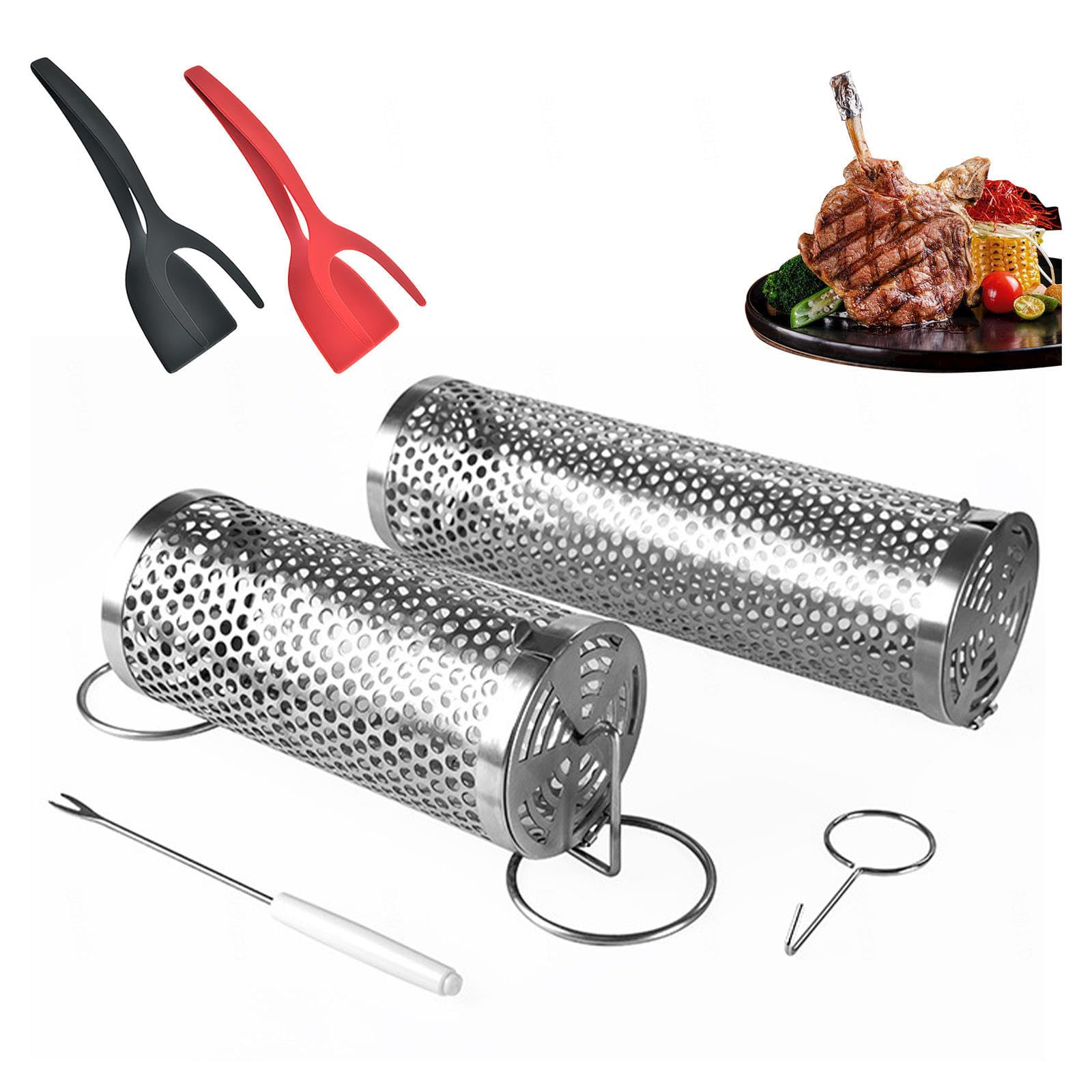 Grilla Kosz Z Uchwytem, Stal Nierdzewna Siatka Grillowa, Na Frytki, Ryby, Krewetki, NiezbęDniki Kempingowe,Style2