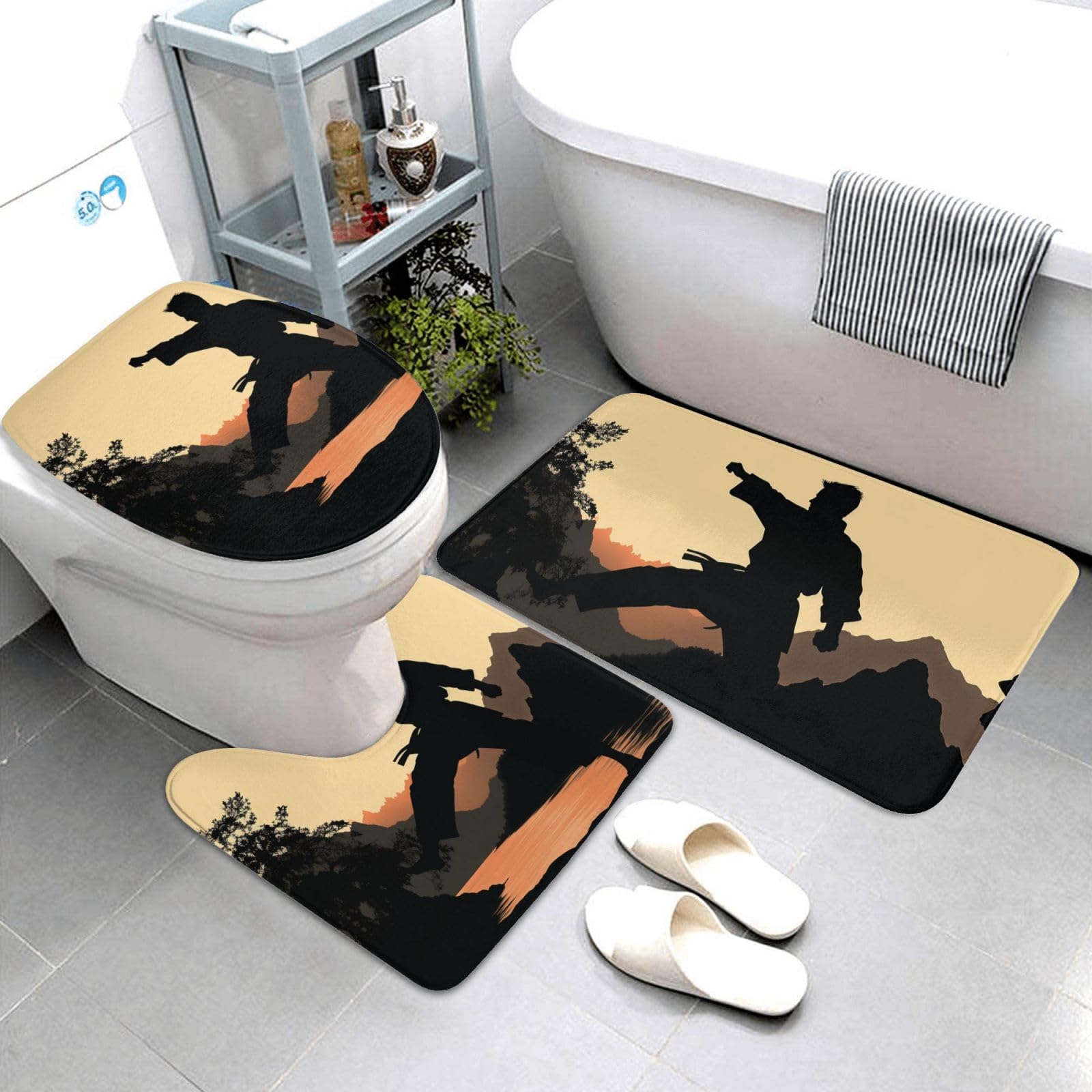 Tapis de salle de bain lot de 3 lavables pour une routine matinale au sec