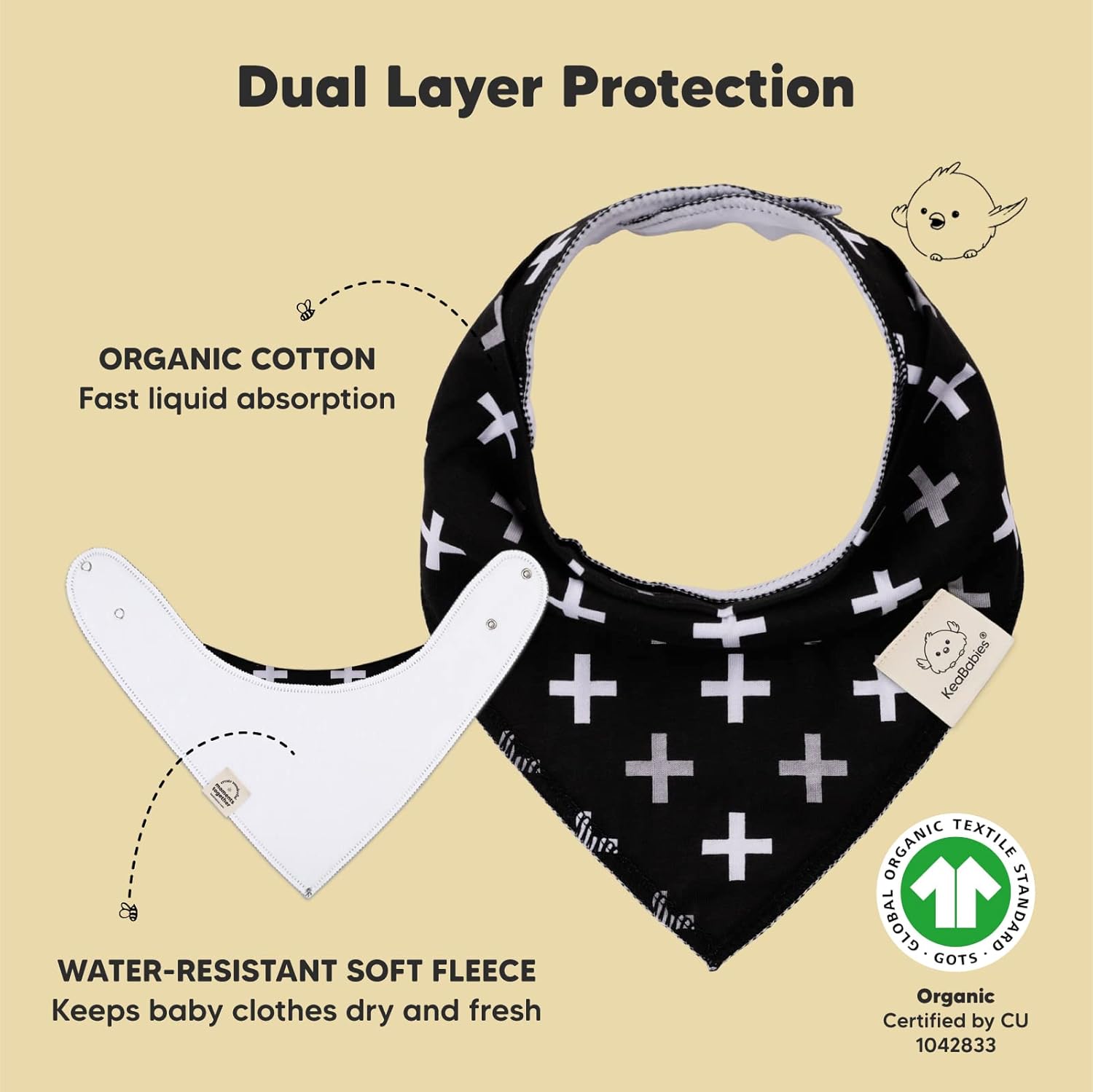 KeaBabies 10-Pack Baby Bandana Drool Bibs and 8-Pack Organic Baby Bibs for Girls & Boys - Stylish Unisex Bandana Bibs - Teething Baby Bibs for Boy, Girl - Super Absorbent Bandana Drool Bibs