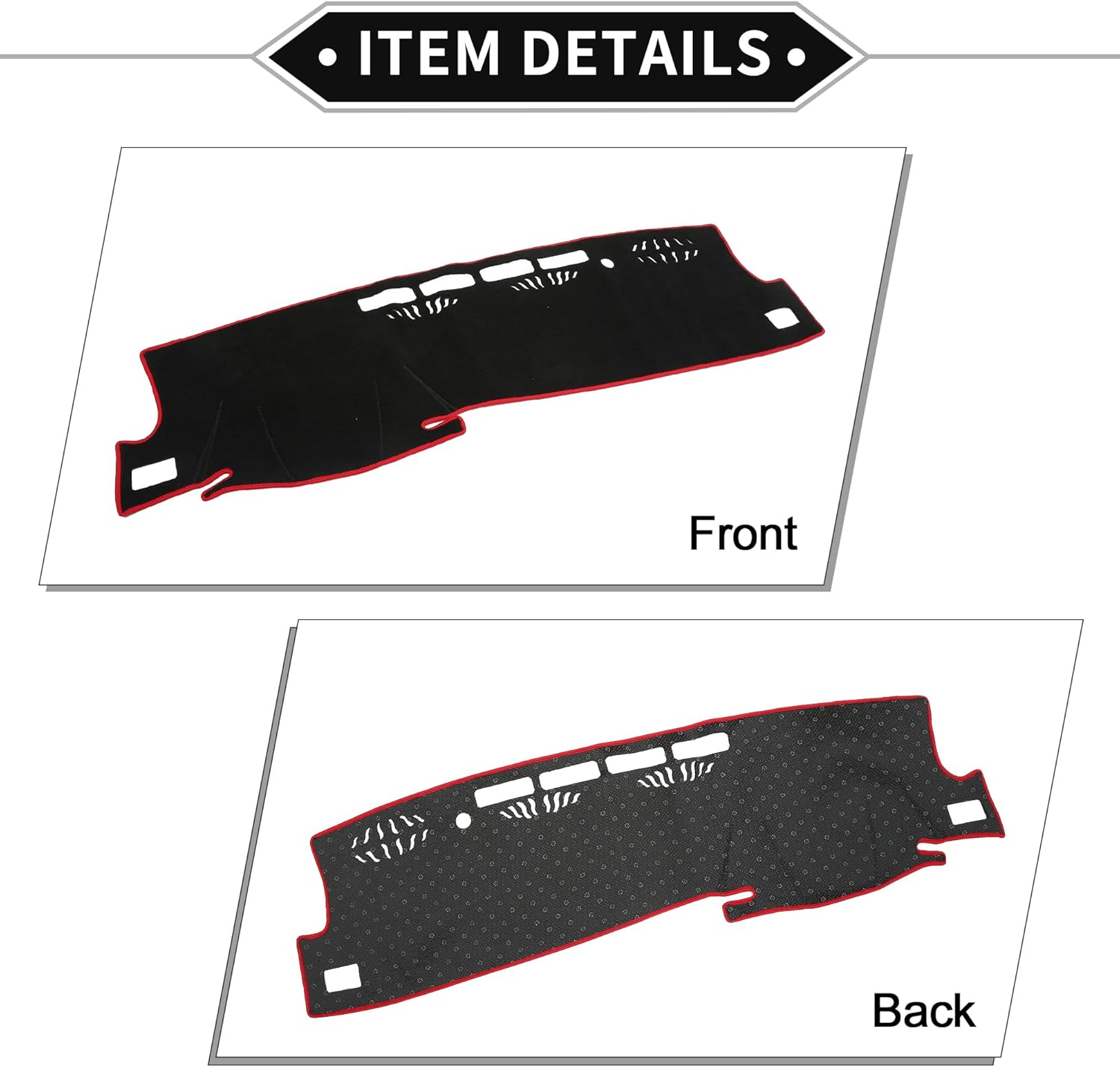 Dash Cover Compatible for Toyota Avalon 2019-2020, Non-Slip Polyester Black Red Center Console Dashboard Cover Pad Carpet