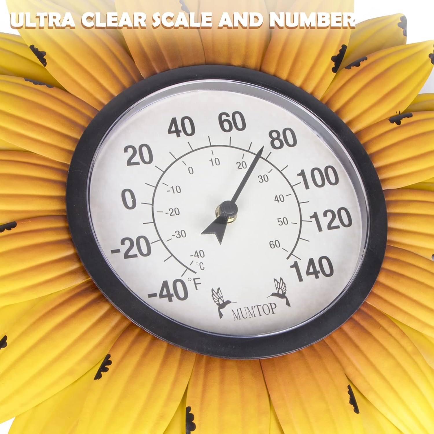 Outdoor Thermometers for Patio-Outdoor Thermometer - Patio Thermometer Wall Thermometer Sunflower Enclosure for Patio, Wall or Decorative, No Battery Required Hanging Thermometer