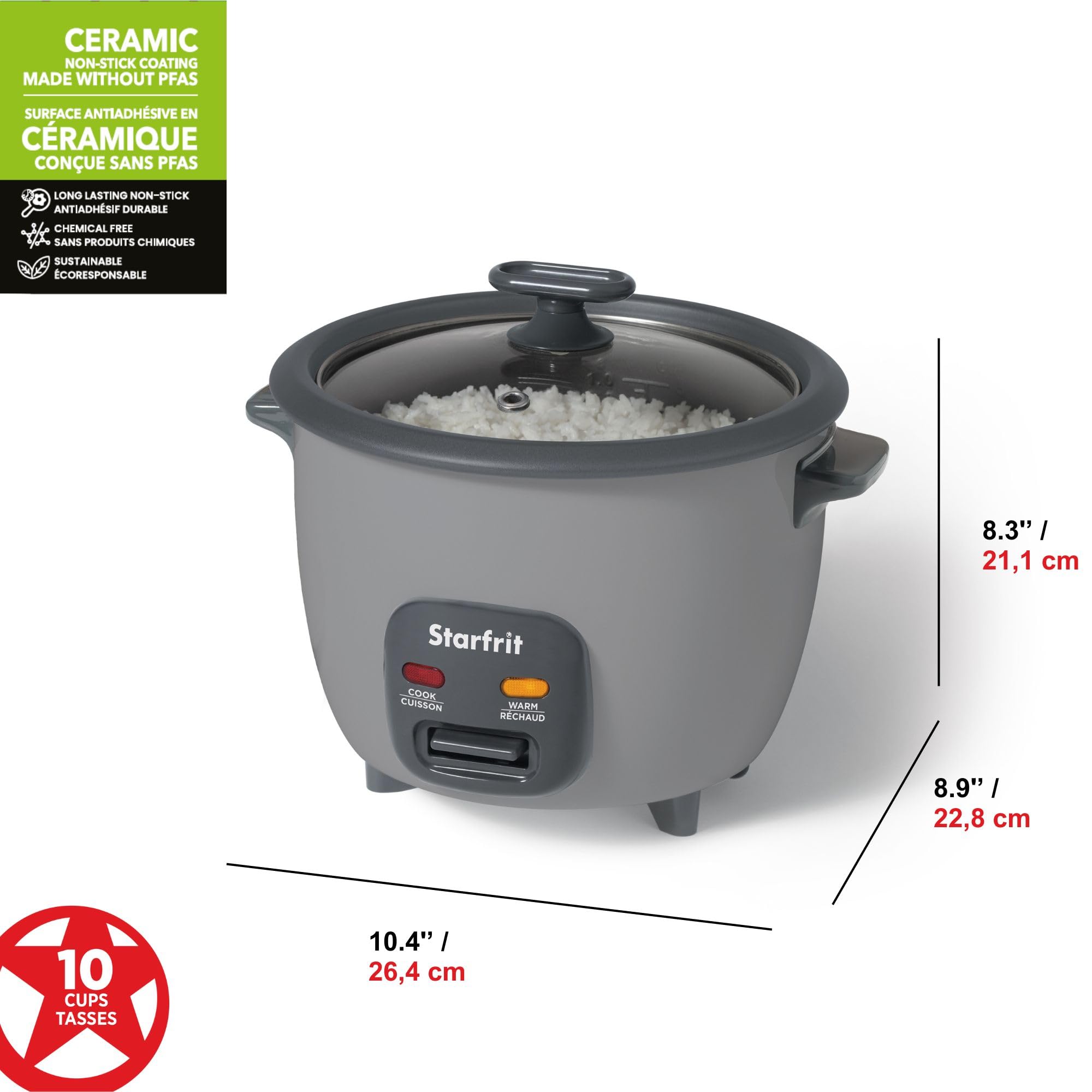 10 cup capacity rice cooker with glass lid 10-Cup IH Twin Pressure Prestige Silence Lumin (CRP-OHTR1009FWS)  Built-in Stainless Steel Inner Pot