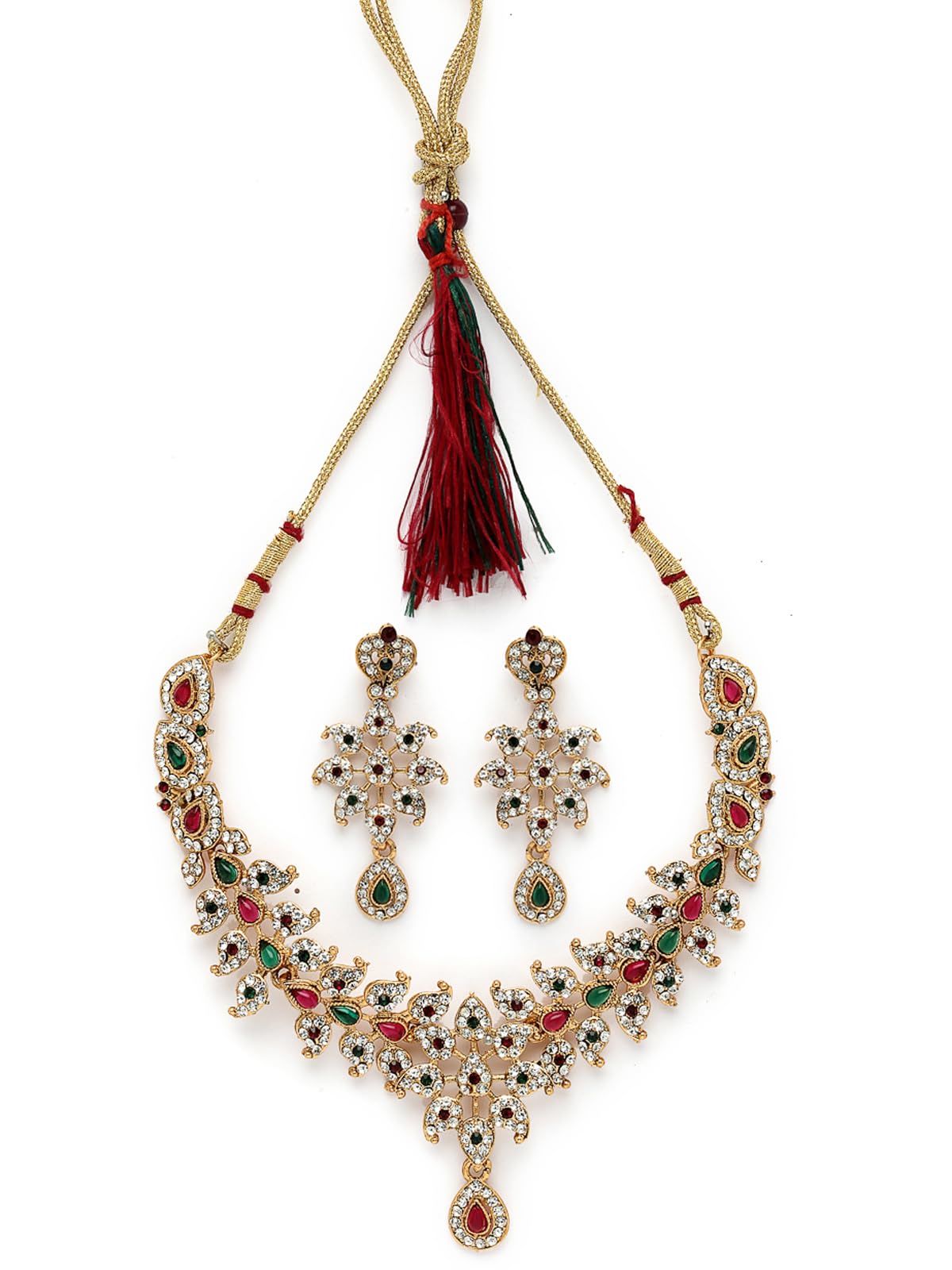 Sukkhi Multicolor Gold Plated Multicolor AD Stone Collar Bone Necklace Set And Earring | Jewellery Set For Women (NS105663) (B0CBBCFKR9) Amazon Price History, Amazon Price Tracker