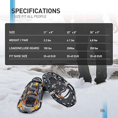 Miniatura 6 de G2 - Raquetas de nieve ligeras de 21/25/30/36 pulgadas para mujeres, hombres y jóvenes, juego con bolsa de mano, encuadernación especial de Naranja