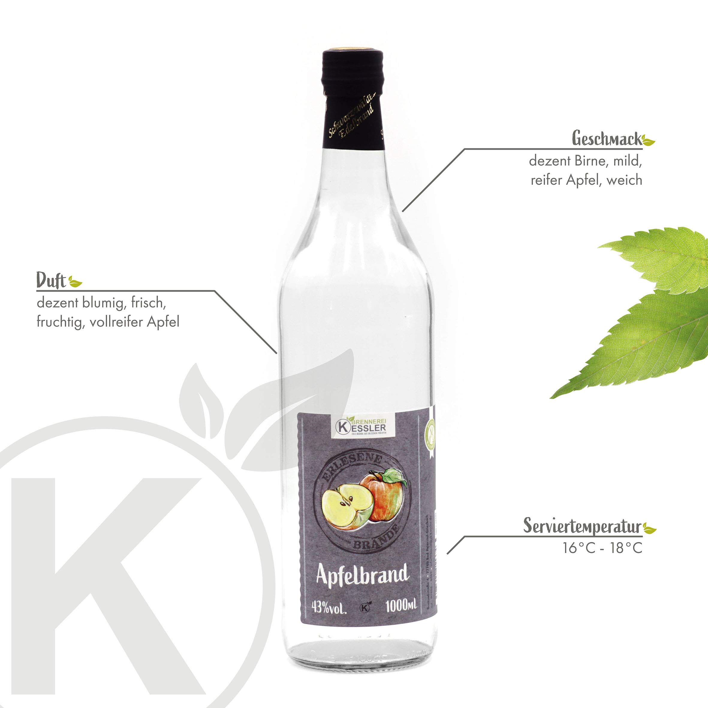 1 Liter Apfelbrand "Jonagold" 43%vol. - Brennerei Keßler