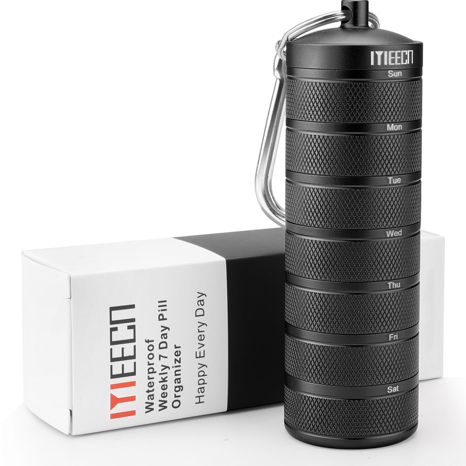Weekly Metal Pill Organizer for Outdoor Travel, Aluminum, Waterproof, that is Shockproof and Has Large Compartments for Storing Vitamins, Fish Oil,