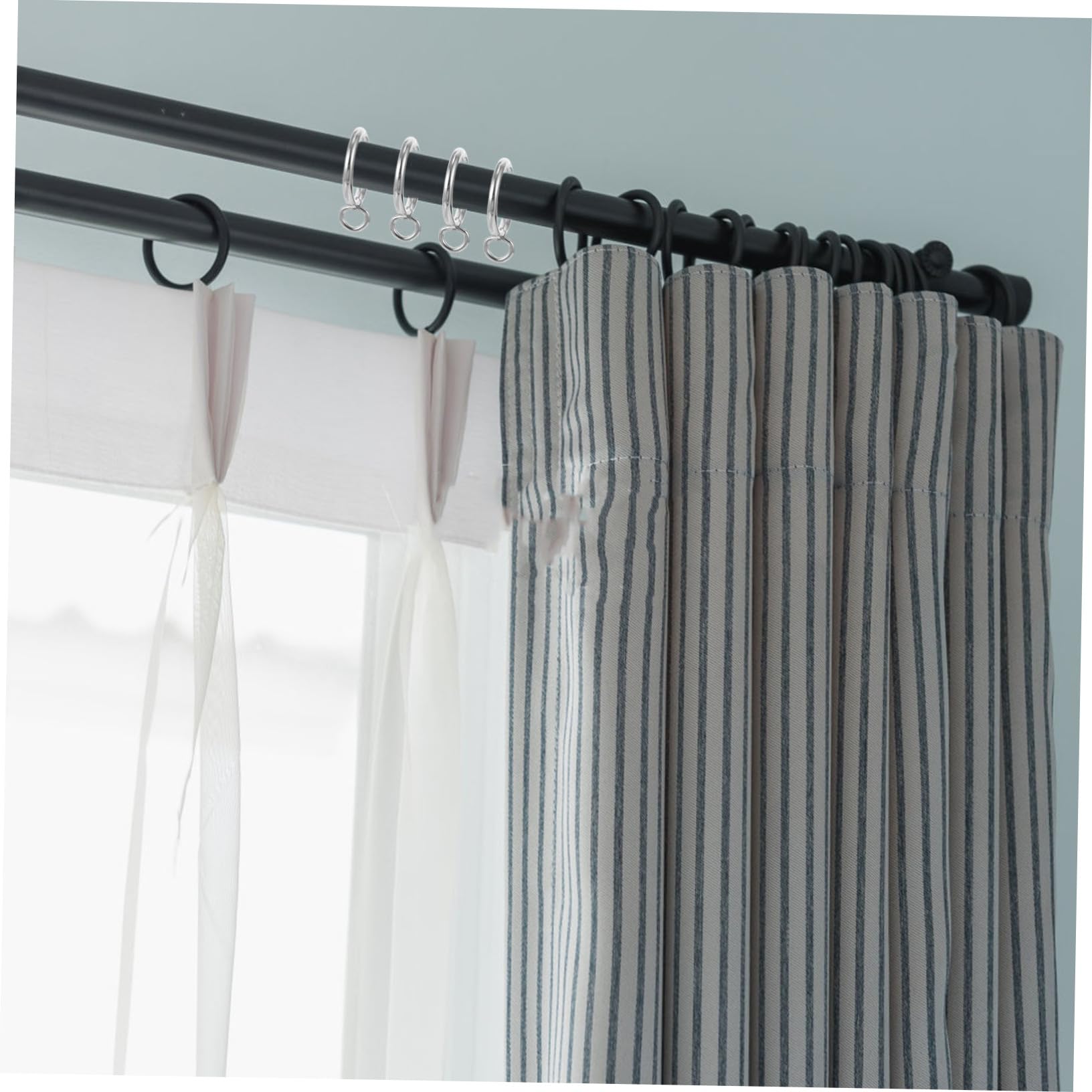 Angoily 50stücke Gardinenringe Runde Vorhangringe Für Duschvorhänge Und Fensterdekoration Einfache Installation Silbernes Design Innenmaß