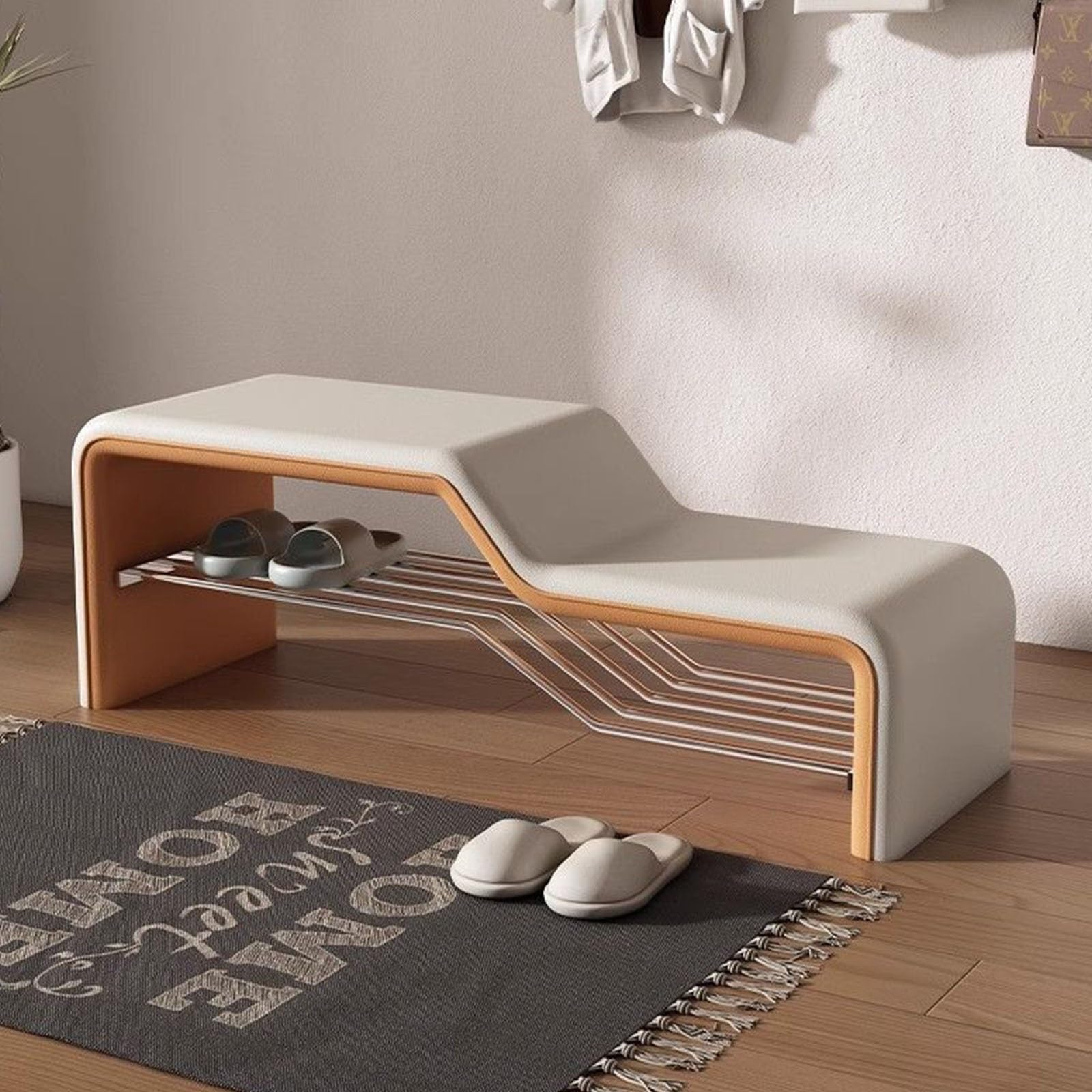 Banc à chaussures rembourré salon et chambre confort intégré