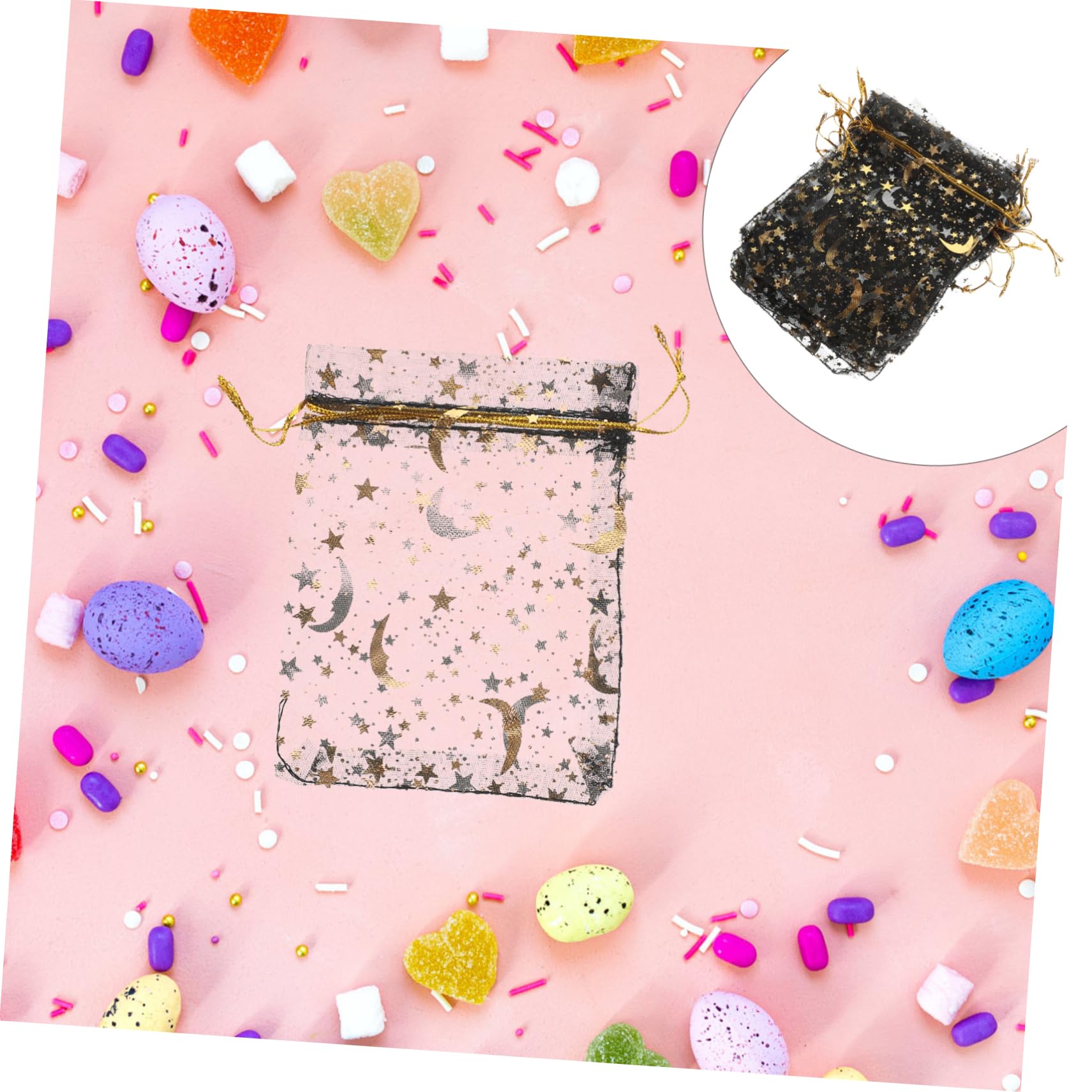 Ciieeo 5 Ensembles À Bijoux Pochette Rangement Pochette De Rangement Sachet Confiserie Sachet Bonbons Sachets Bonbons Petits À Bijoux En Organza Black 100 Pièces * 5