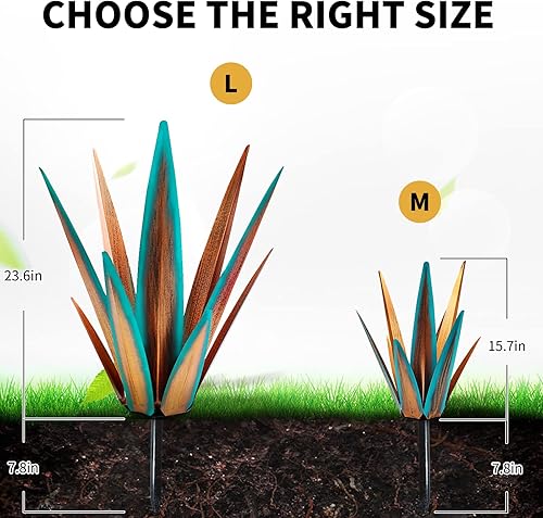 Miniatura 9 de Escultura rústica de tequila de gran tamaño mejorada 2022, planta de agave de metal rústico para patio al aire libre, jardín, césped, decoración