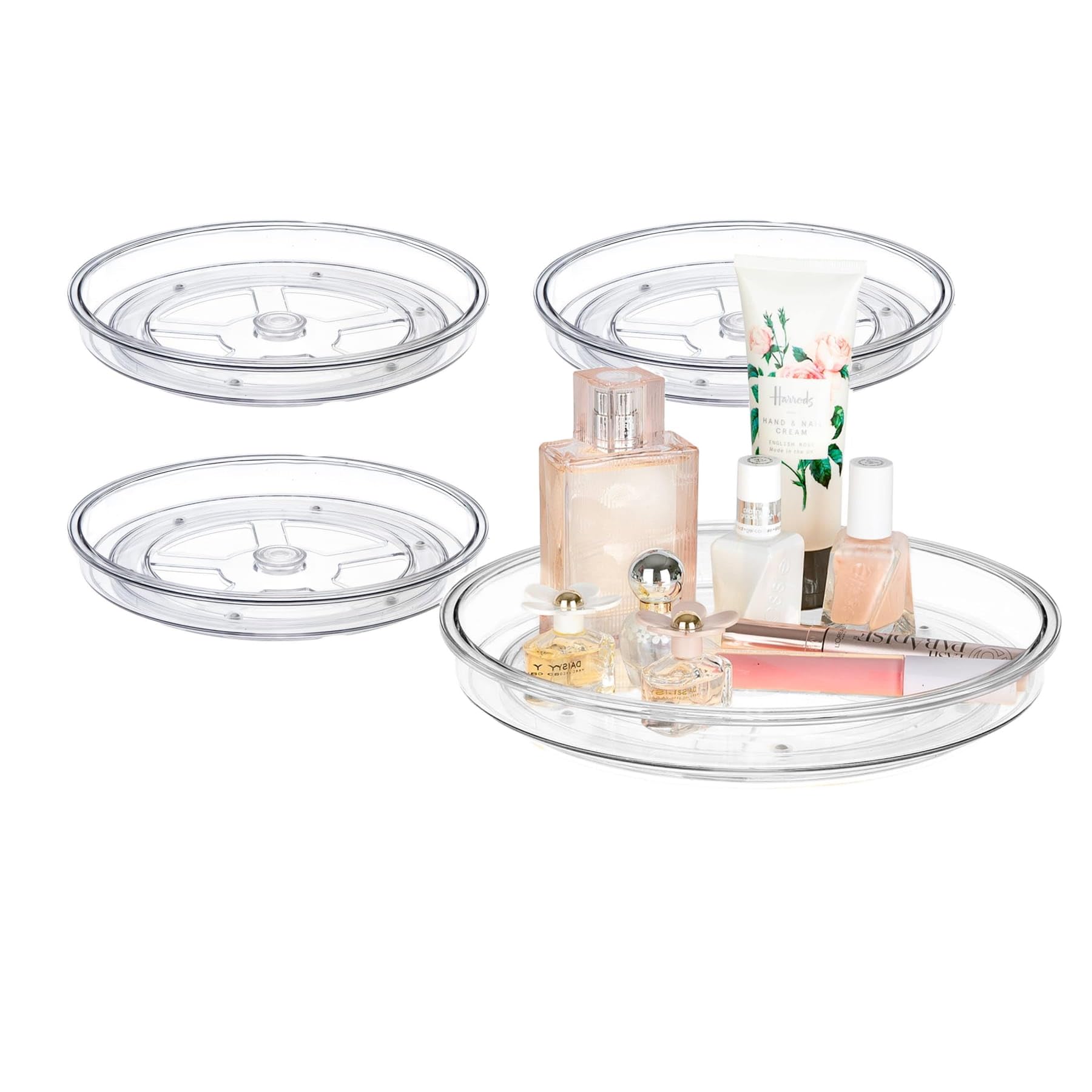 Primebox 14" Lazy Susan Turntable Organizer, 4 Pack - 360° Rotating Clear Plastic For Cabinet & Pantry - View #5