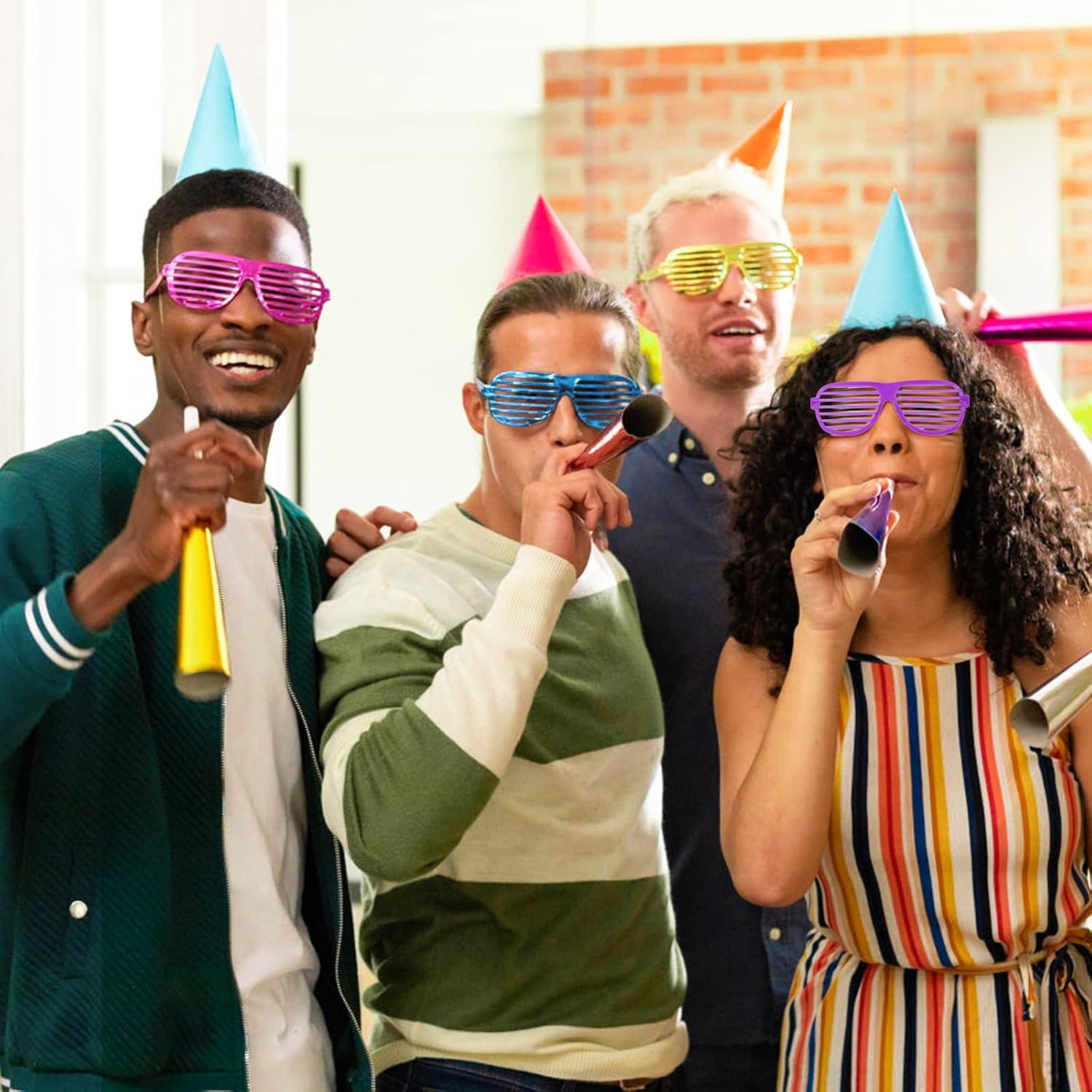 Hooqict 15 Pack Shutter Shades Glasses 80s 90s Party Favors Neon Party Glasses for Kids Adults Hora Loca Birthday Supplies Plastic Sunglasses Accessories