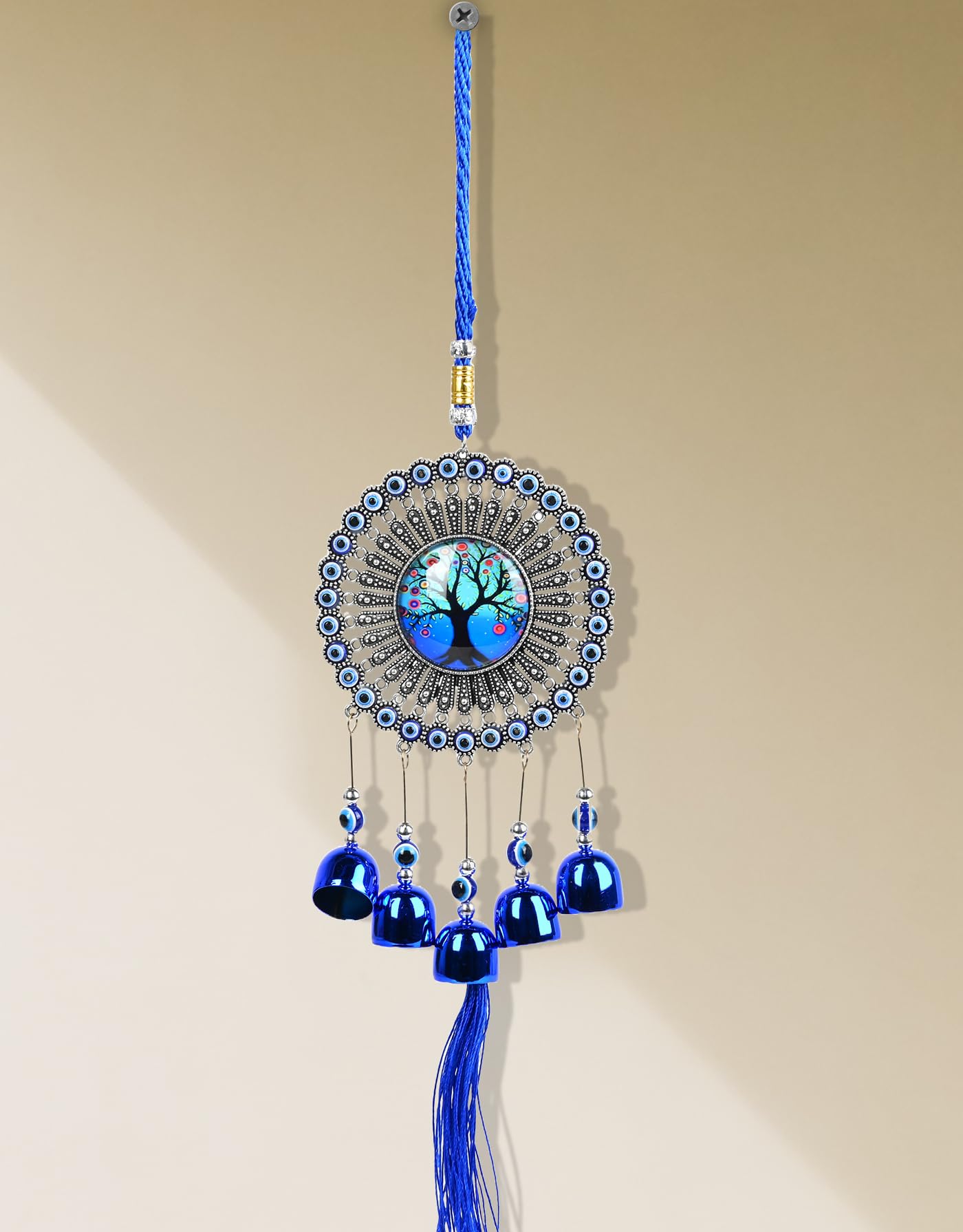 5 Bell Evil Eye Wind Chimes for Home Decor - Hanging Decorat -11 5 Bell Evil Eye Wind Chimes for Home Decor - Hanging Decorat -11