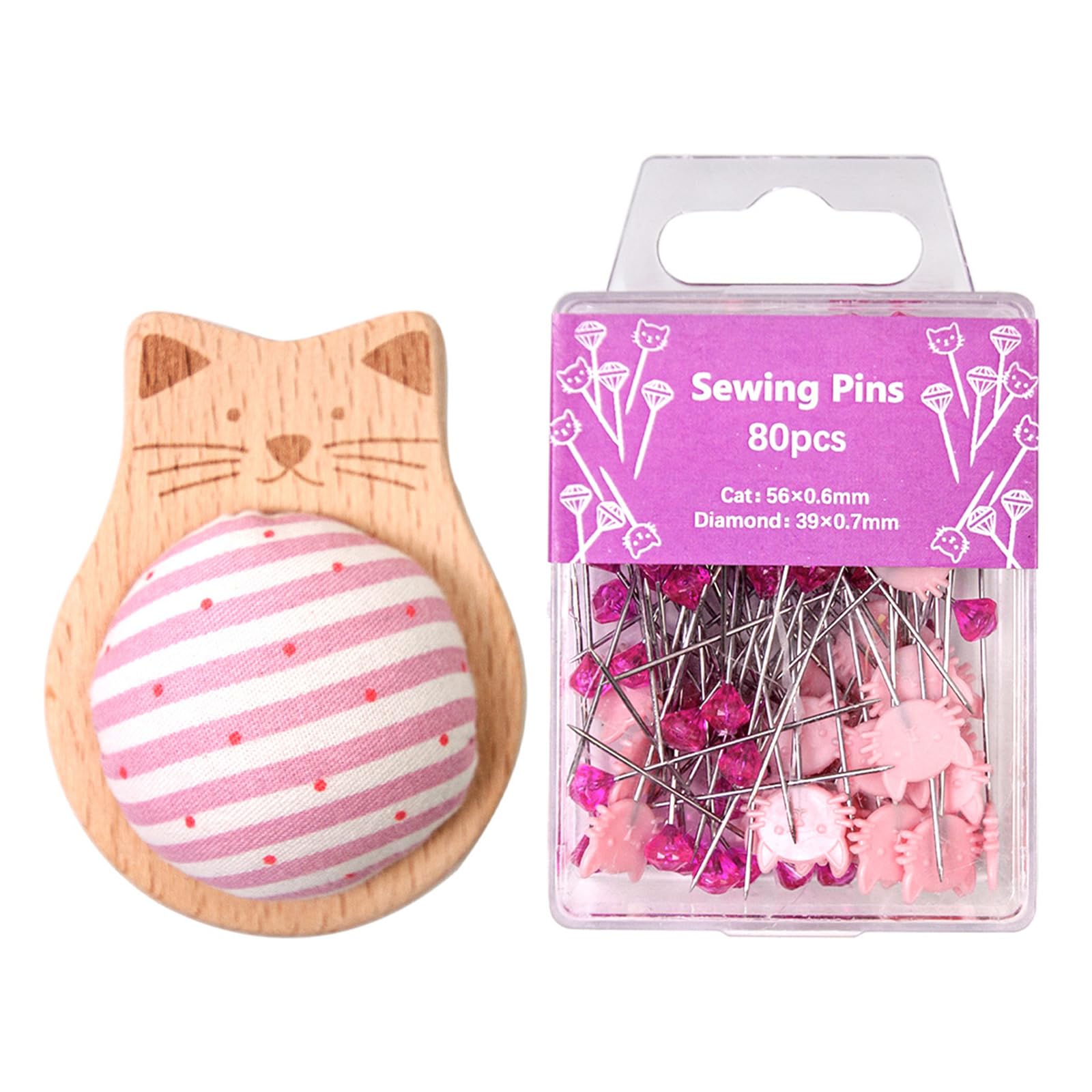 Nucelit Needle Pin Cushion Wood Pin Holder with 80 Quilting for Dressmaking Needlework Cushion with Positioning Stainless Steel Sewing with