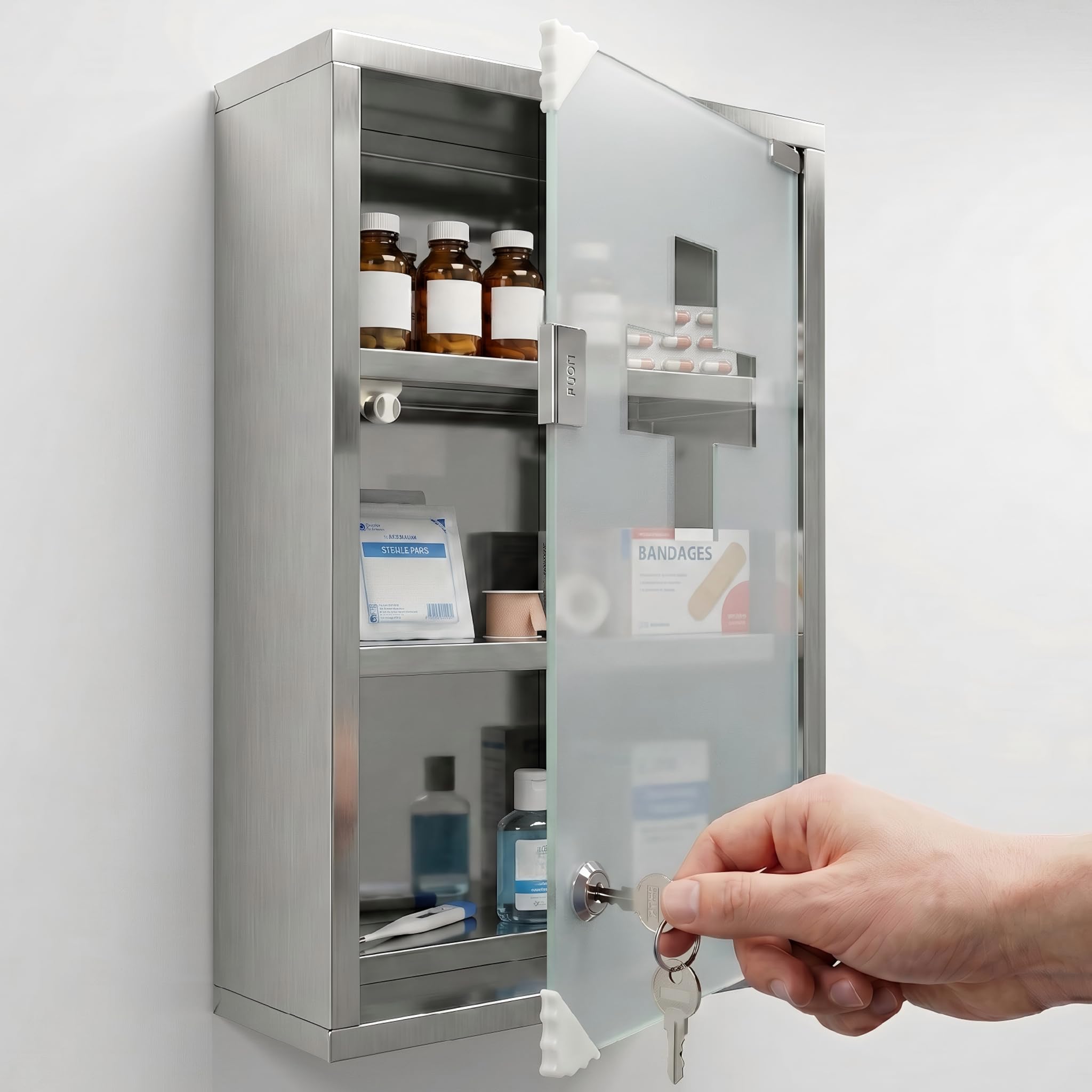 Suusolny Medizinschrank Apothekerschrank mit Glastür