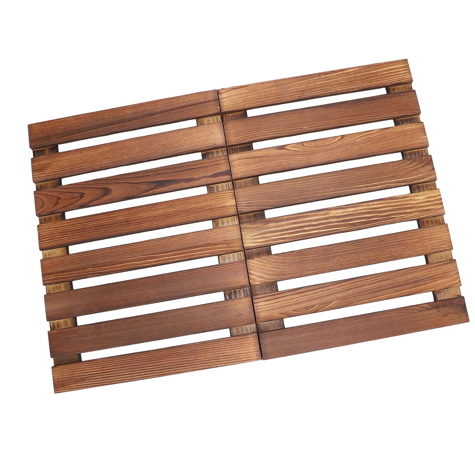 Alfombrilla de Madera para Suelo, Alfombrilla de Ducha de Madera Plegable, Alfombrilla de Baño Antideslizante con 14 Pies Antideslizantes, Alfombrilla para Suelo Interior y