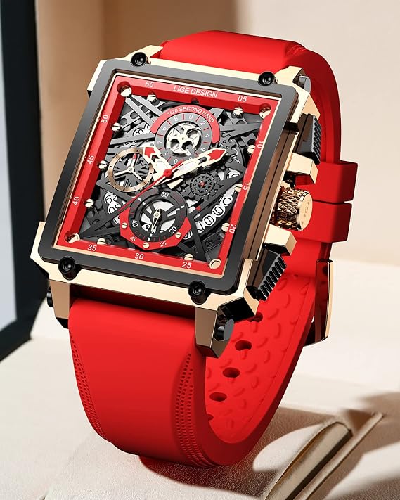 LIGE Mens Wrist Watches 30M Waterproof Analog Quartz Mutifuntional Chronograph Watch for Men Fashion Sports Watch with Silicone Strap…