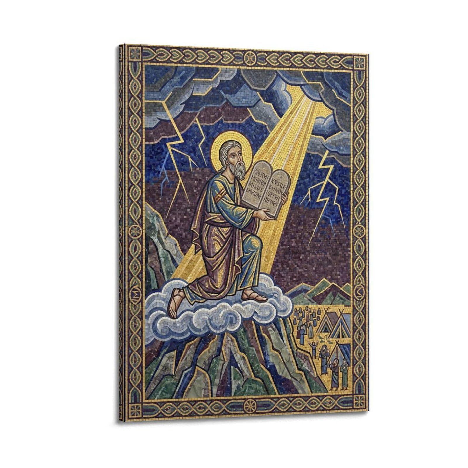 OKNGB Classical Religious Poster Moses And The Ten Commandments Decorative Painting Canvas Art Picture 20x30inch(50x75cm)