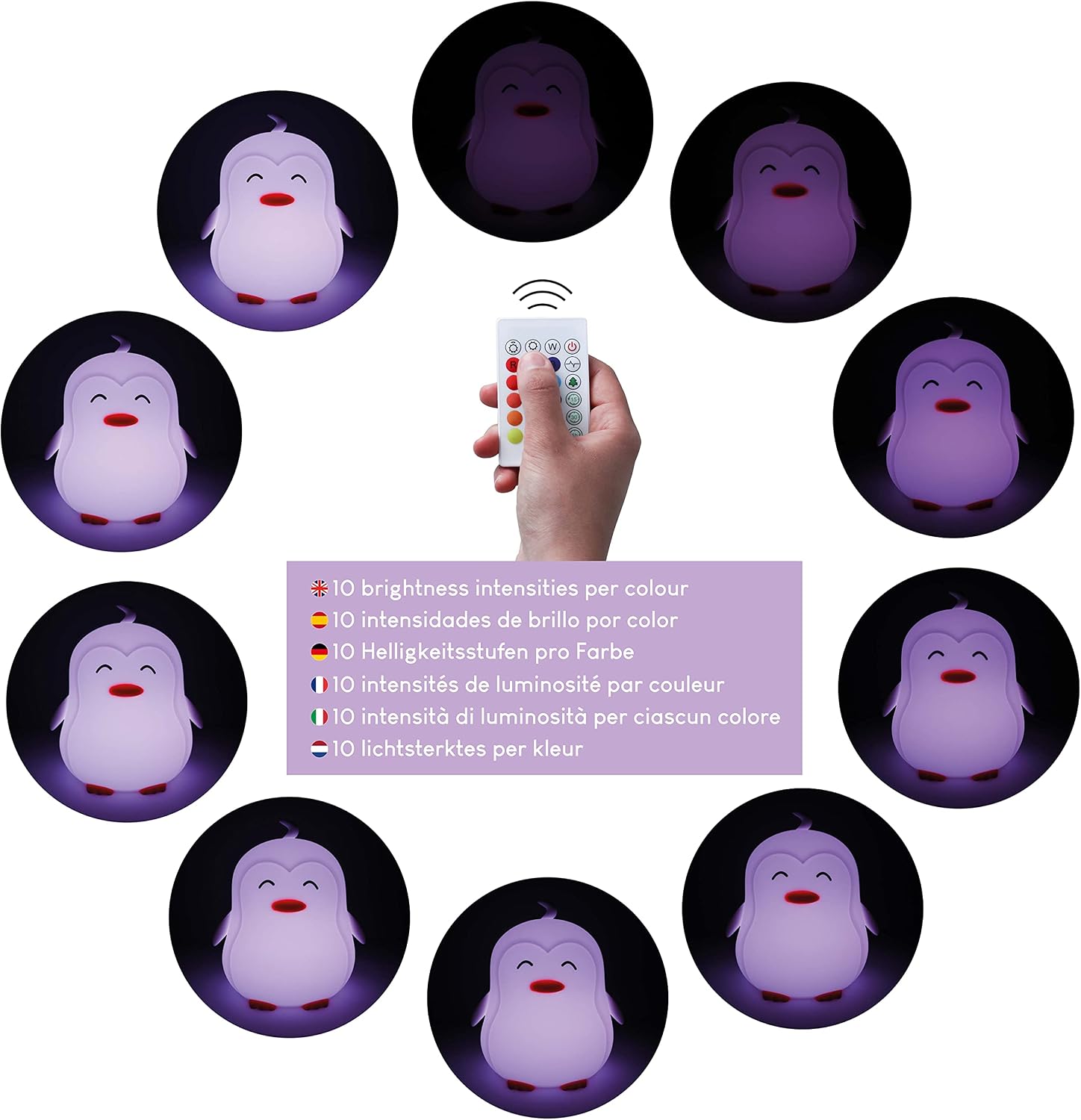 BONNYCO Night Light Kids with Remote and Touch Control 16 Colours. Penguin Baby Night Light with Timer - Image 5