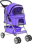 Poussette pour animaux BestPet 4 roues noire, poussette pour chat et chien, transporteur pliant de voyage 04T