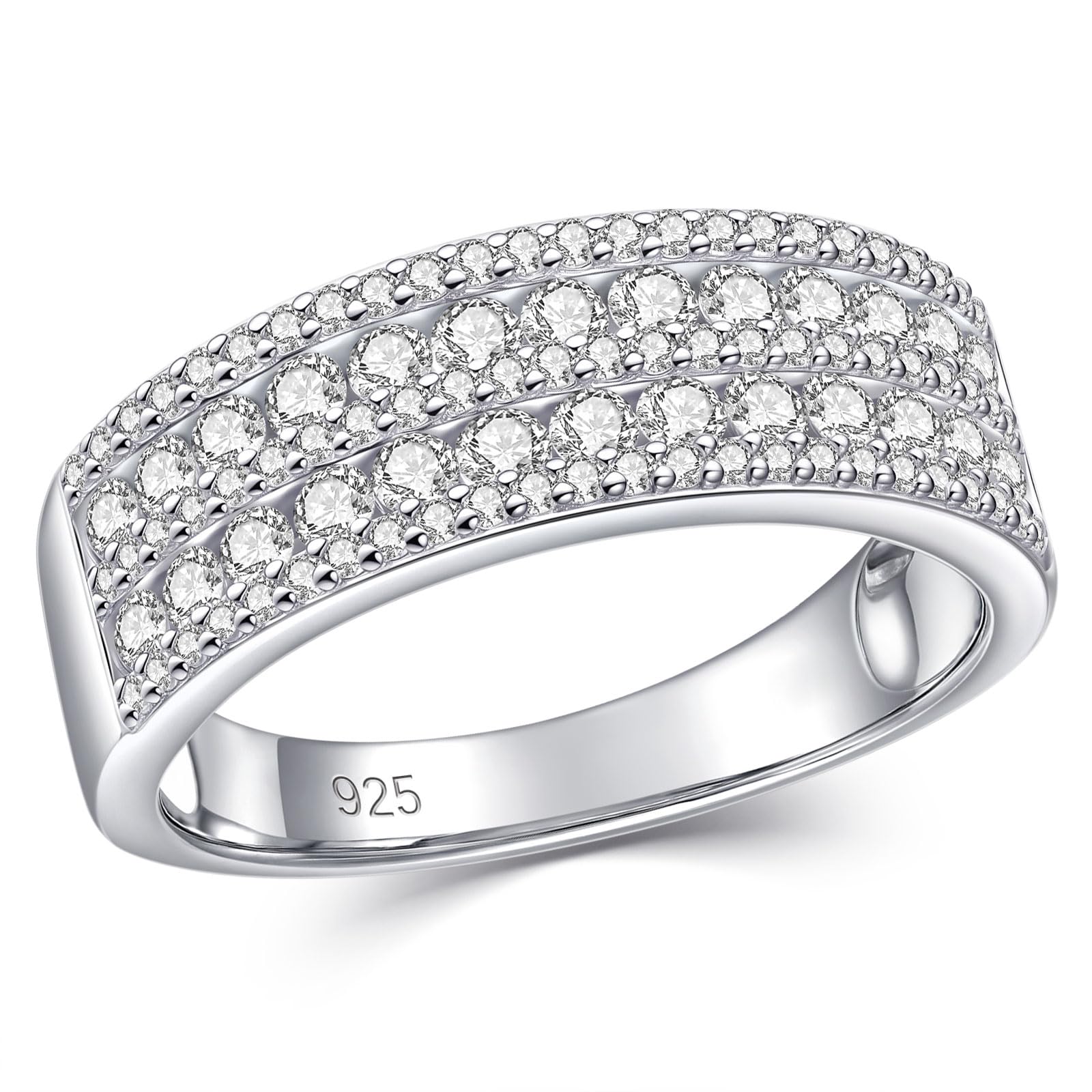 Newshe Jewellery Moissanite Rings for Women 925 Sterling Silver Wedding Bands Eternity Ring Emerald Promise Engagement Size 5-10