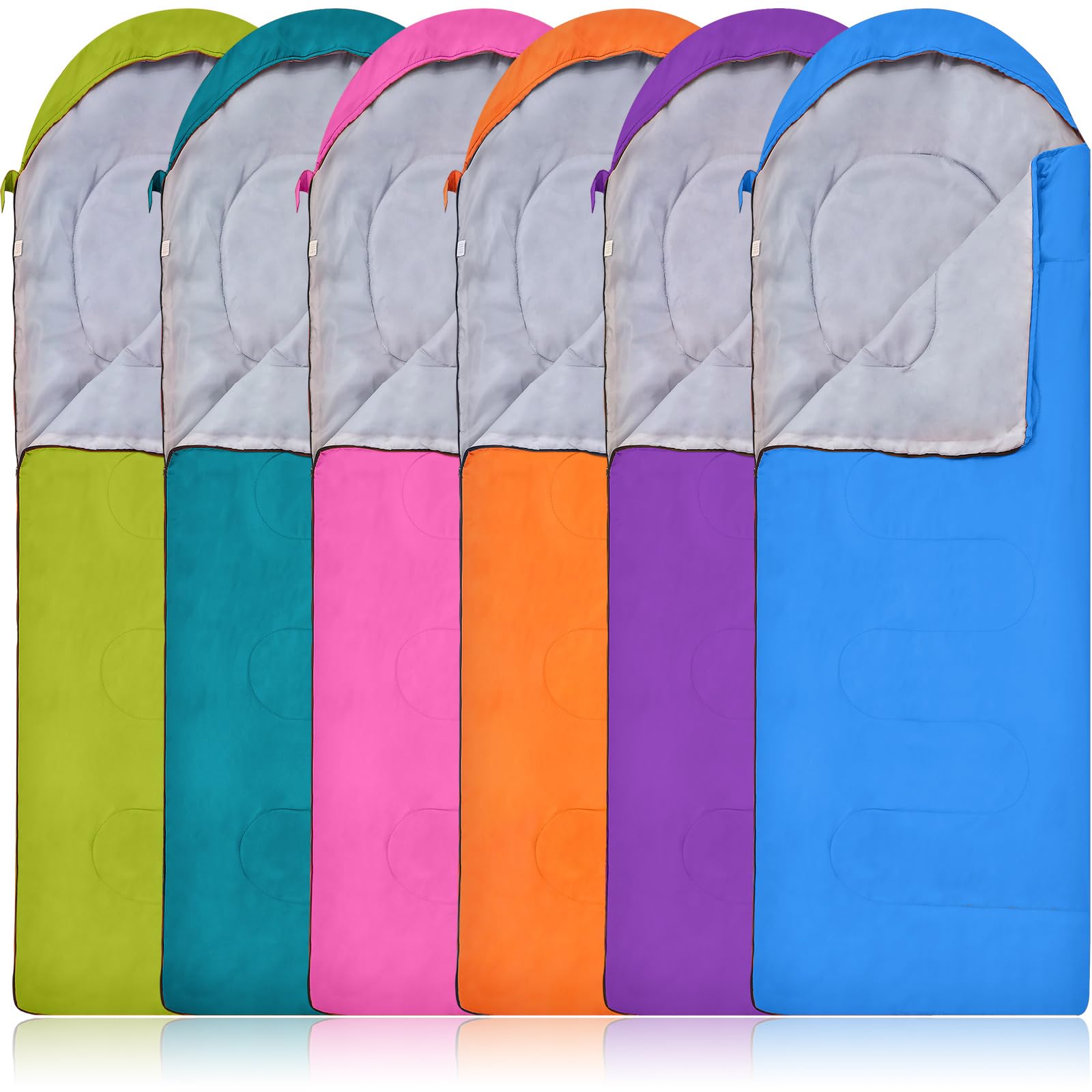 Photo 1 of Macarrie 6 Pack Bulk Sleeping Bags for Homeless Donation, 0 Degree Waterproof Sleeping Bags with Compression Sack for Adults Winter Cold Weather Care Camping Hiking Emergency(Bright Colors)