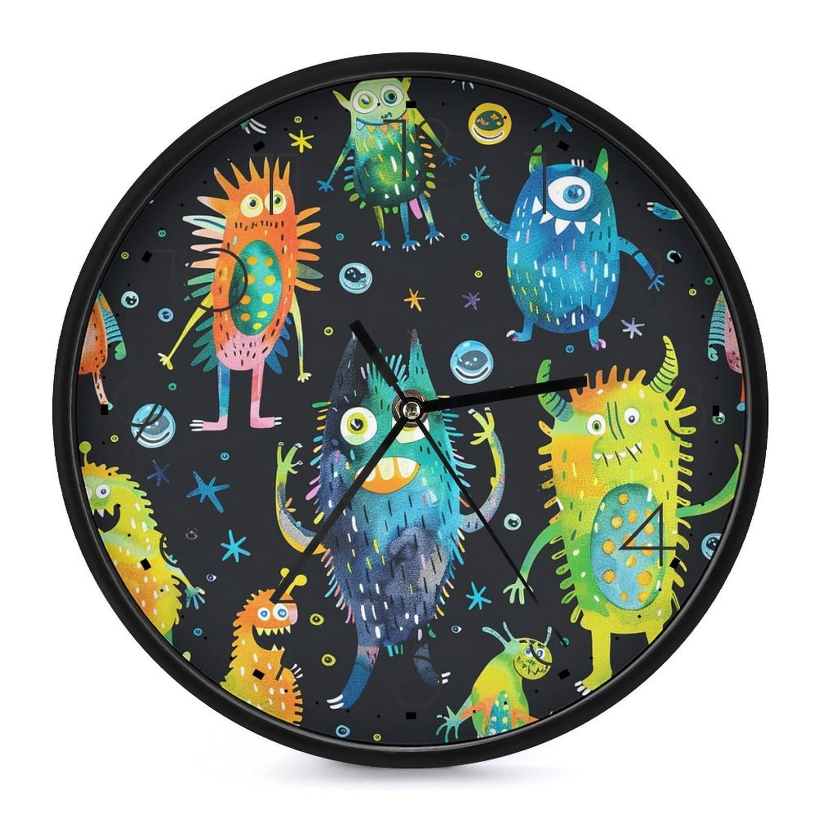 XOPEKVLAWM Wall Clock 10 Inch Non-Ticking Silent Modern Simple Style Round Decor Clocks Stars And Bubbles Clock Decorative Battery Operated Wall Clocks for Home Office Living Room Bedroom Kitchen