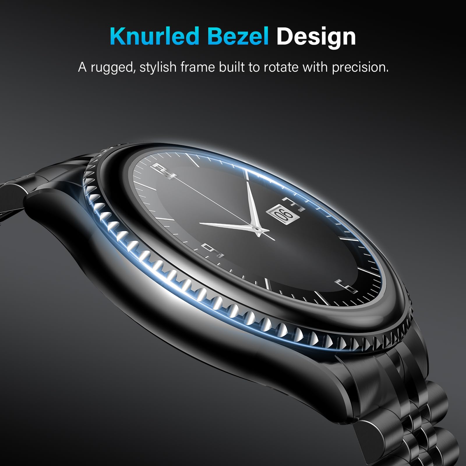 2025 Rotating Bezel Smart Watch for Men with Bluetooth Call, Heart Rate, Blood Pressure, SpO2, Sleep Monitor, Waterproof Round Watch with Encoder Knob, 1.32" AMOLED Display, Compatible Android and iOS