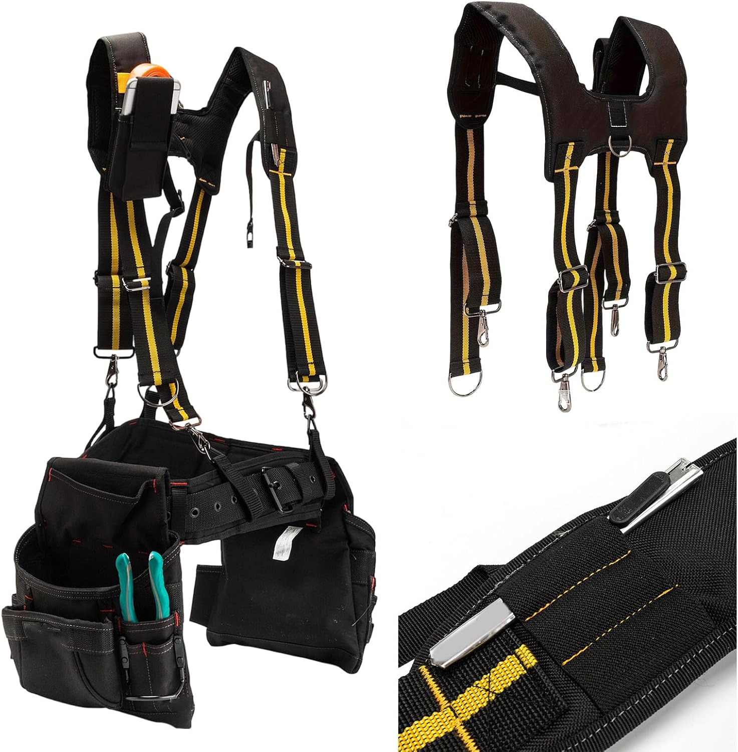Comfort Padded Shoulder Tool Bag Belt Strap Harness with Ergonomic Shape and EVA Foam for Sweat Reduction Construction Multitool Sheath