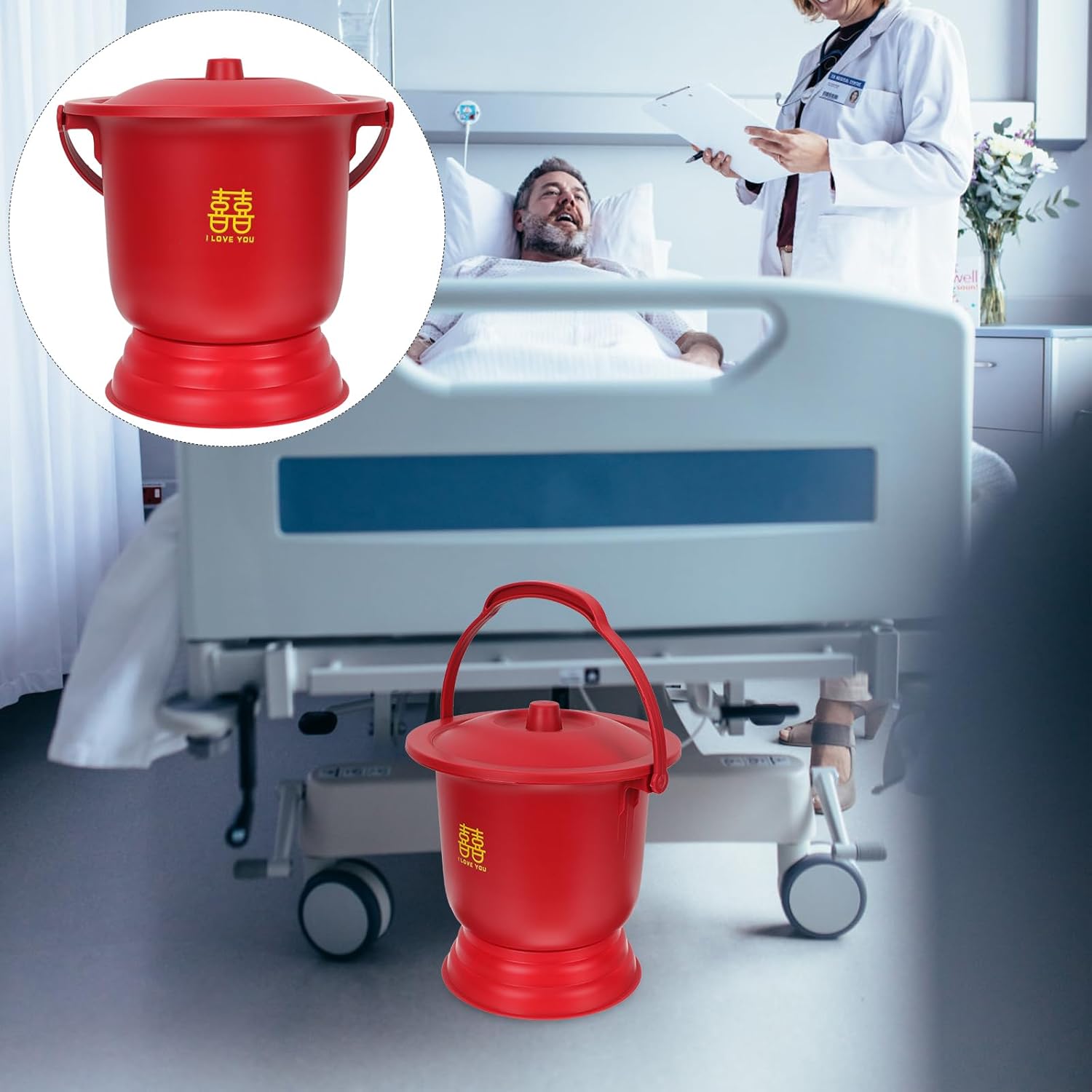 FRCOLOR Spittoon Bucket Portable Urinal Toilet Chamber Pot Enamel Potty Patient Urinal Pot Night Urine Pot Portable Toilets Pee Jug Camping Toilet Household Elder Pp