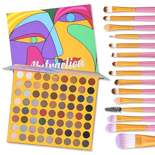 Miniatura 1 de UCANBE - Paleta de sombras de ojos desnudas naturales de 72 colores  15 brochas de maquillaje todo en uno paleta de sombras de ojos pigmentadas con