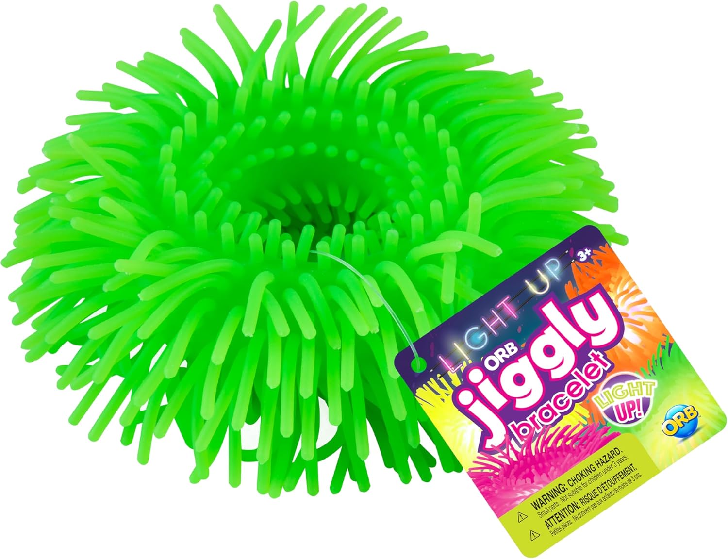 ORB Curiosities Light Up Jiggly Bracelet 4 Pack - Light Up These Wearable Squishy, Stretchy, Flexible, Fashionable Fidget / Sensory Bracelets for Kids & Adults - Soft, Tactile, Colorful Wrist Bands