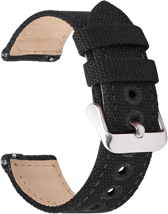 Amazon 時計バンド ベルト18mm キャンバス製 Fullmosa全8色ウォッチ バンド ベルト腕時計ベルト交換バンド 替えベルト クイックリリース 男性用 女性用 ブラック 18mm 腕時計 腕時計 通販